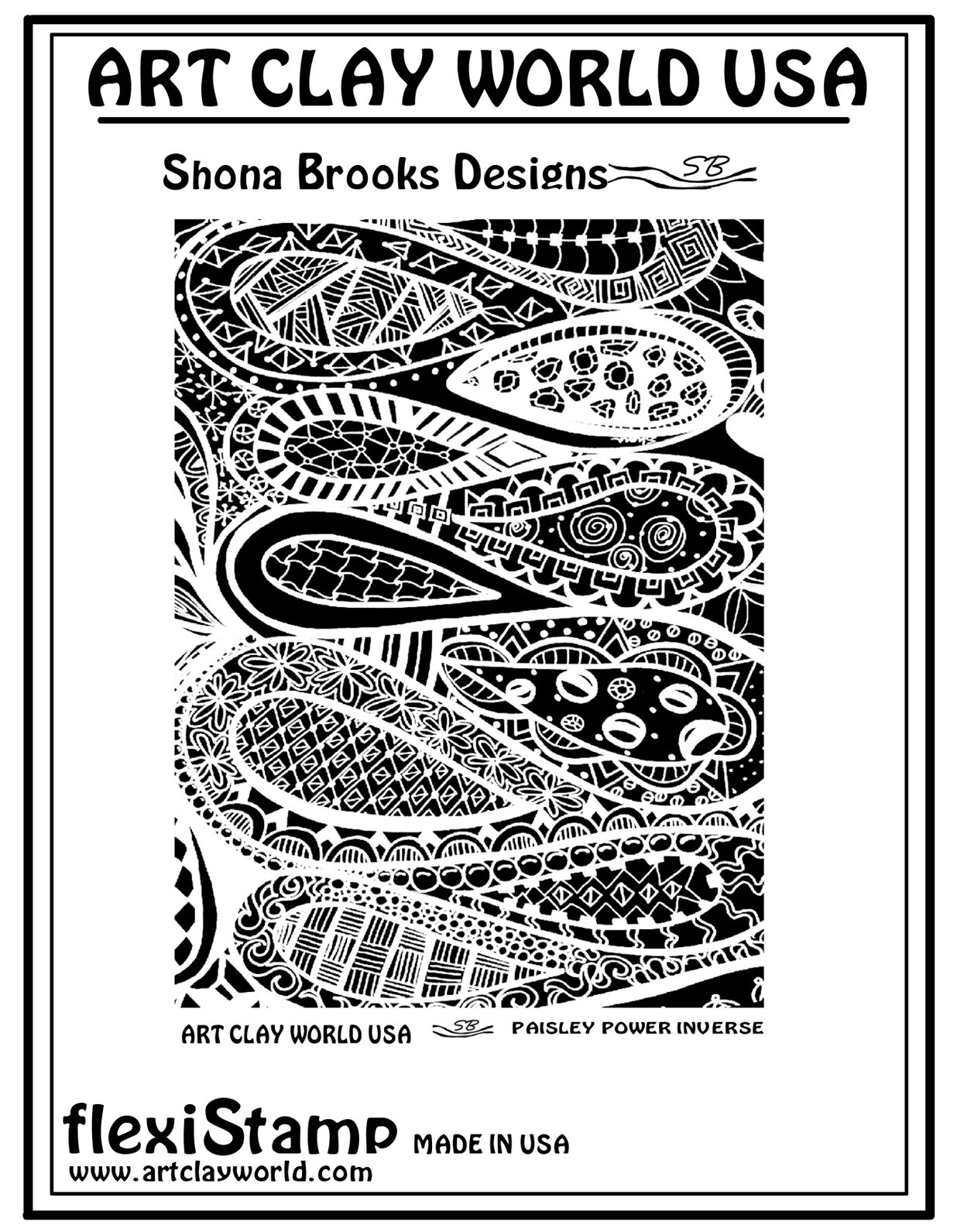 FlexiStamps Texture Sheet Shona Brooks Paisley Power Inverse Design - 1 pc.