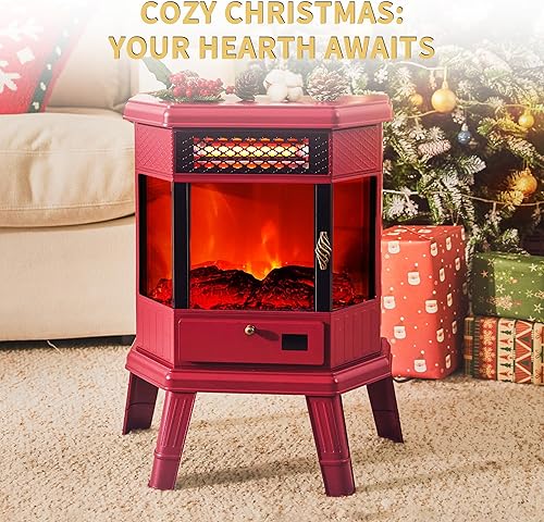 Miniatura 3 de Calentador eléctrico de chimenea de 22 pulgadas, estufa de chimenea infrarroja RealSmart con efecto de llama 3D, control remoto, temporizador,
