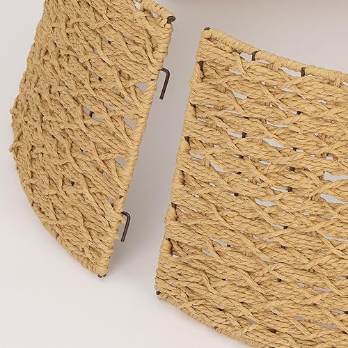 Miniatura 6 de SUNNYPARK Collar de árbol de Navidad, 23.5 pulgadas tejido a mano de papel de hierba de árbol de Navidad, cubierta base de cesta, color marrón claro