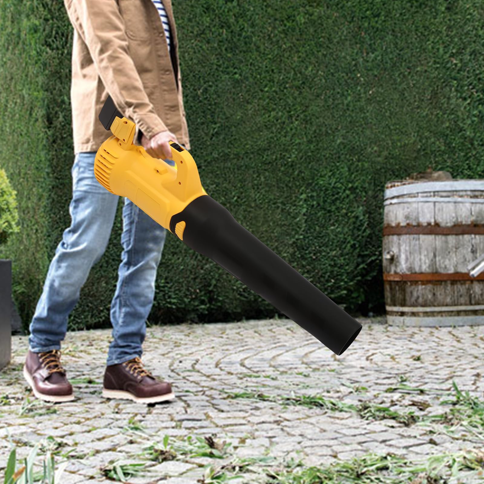 Bezprzewodowa dmuchawa do liści, 3000 W, 82 x 17 x 25 cm, 2 stopnie prędkości, rura dmuchająca, cicha dmuchawa do liści, silnik z czystej miedzi, 3,3 m³/min, odkurzacz ręczny, zamiatarka, odkurzacz do