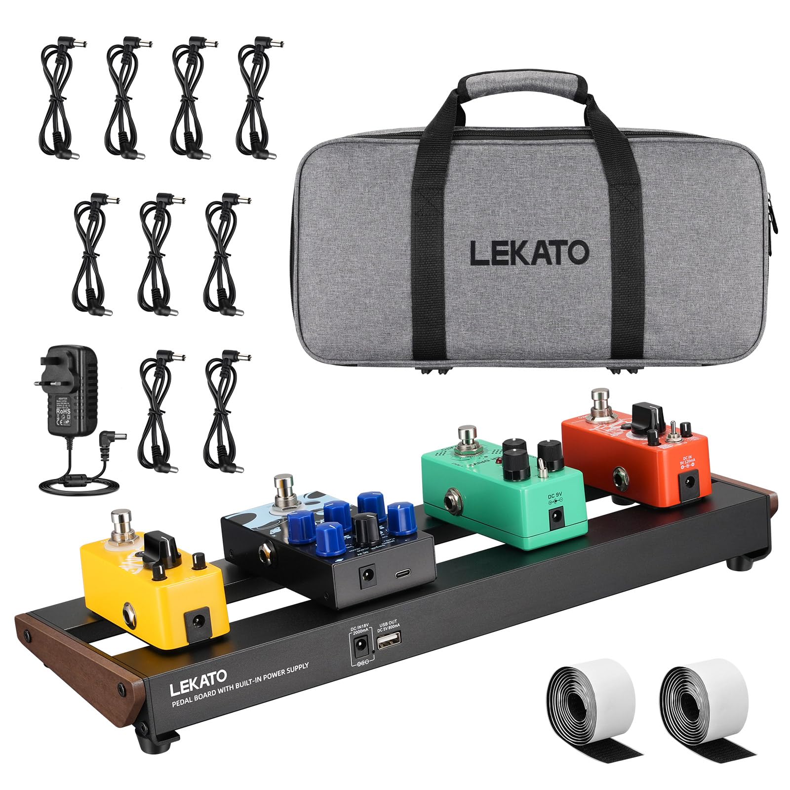 Amazon | LEKATO ペダルボード 内蔵電源付きギターペダルボード アルミ