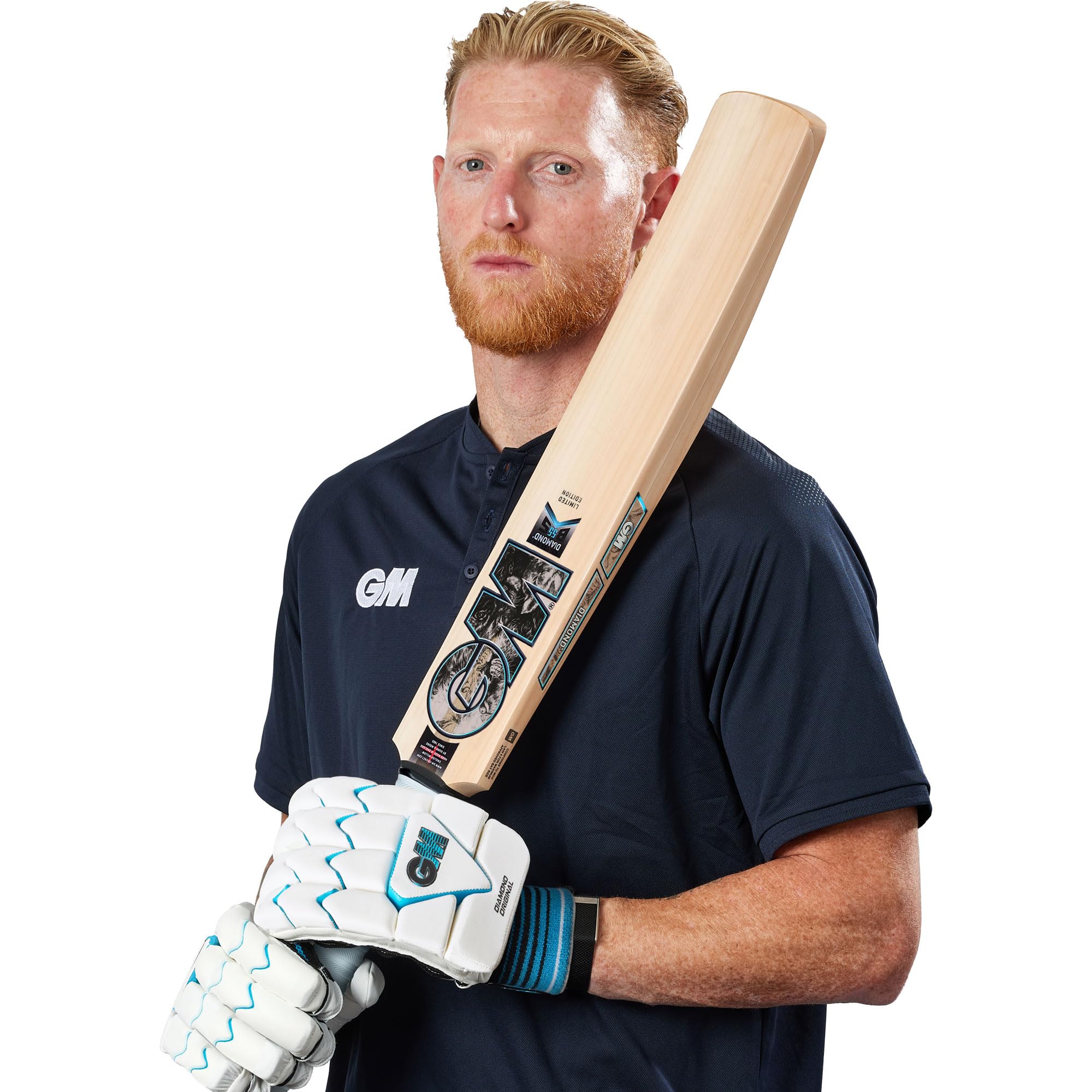 GM | Ben Stokes Diamond 202 BS55 Kashmir Willow Willow Mazza da cricket | ToeTek e Halo Grip | Full Size adatta per giocatori da 175 cm e oltre | Gunn & Moore
