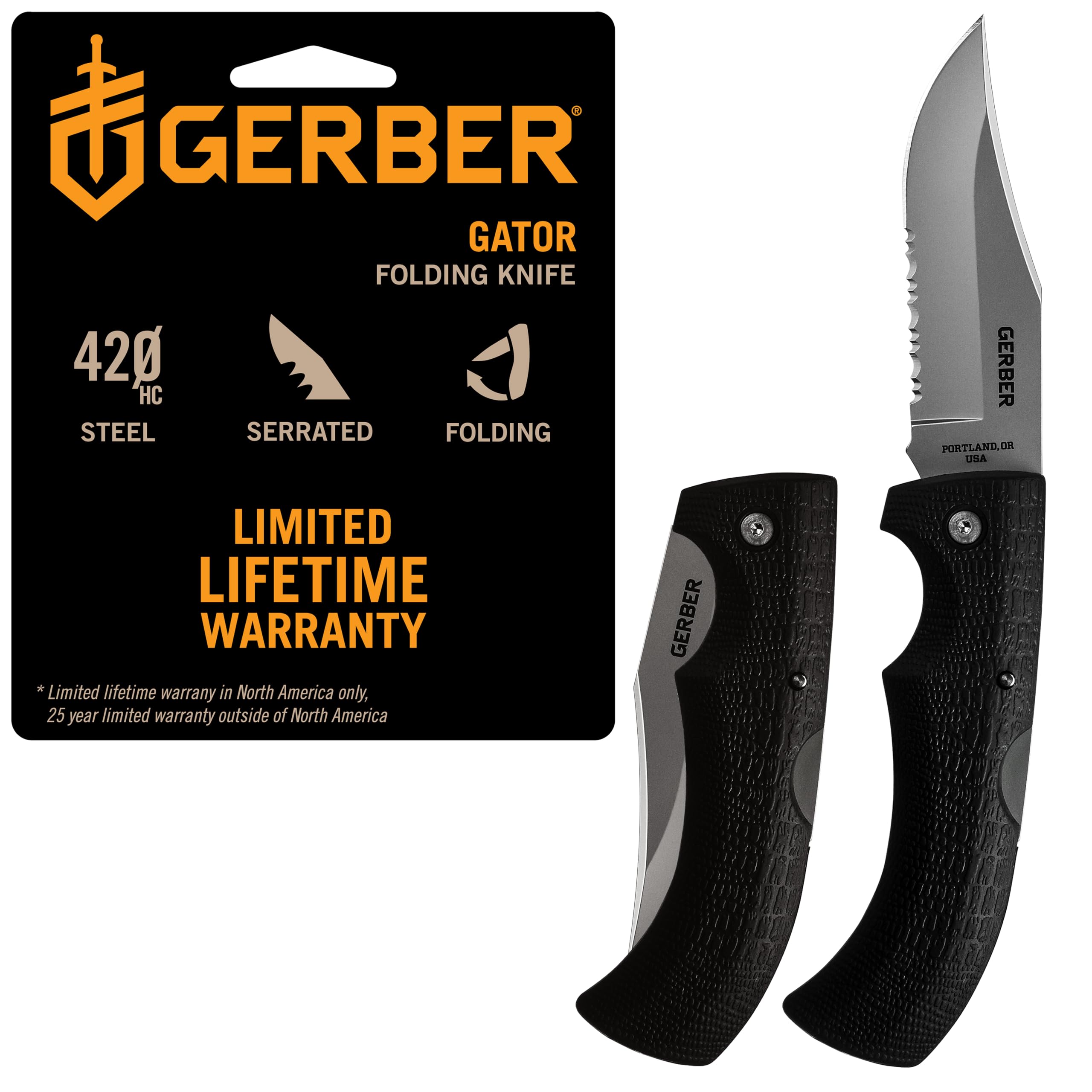 Amazon.com: Gerber Gear 06079N Gator Folding Knife, Serrated Edge