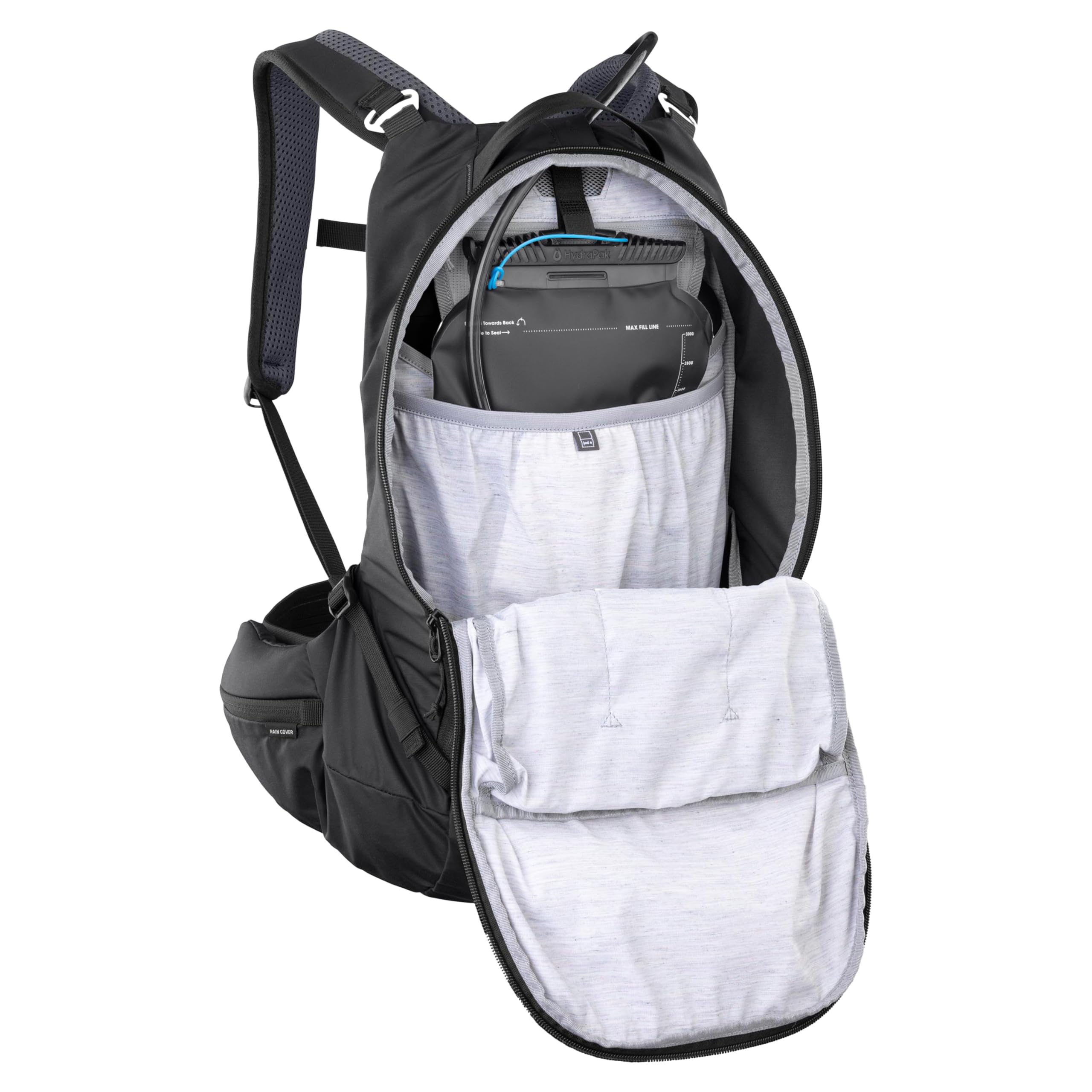 EVOC TRAIL PRO BLACKLINE 16 Sac à dos de protection (sac à dos léger avec protection dorsale, compartiment pour poche à eau inclus, ajustement optimal, L/XL), Noir