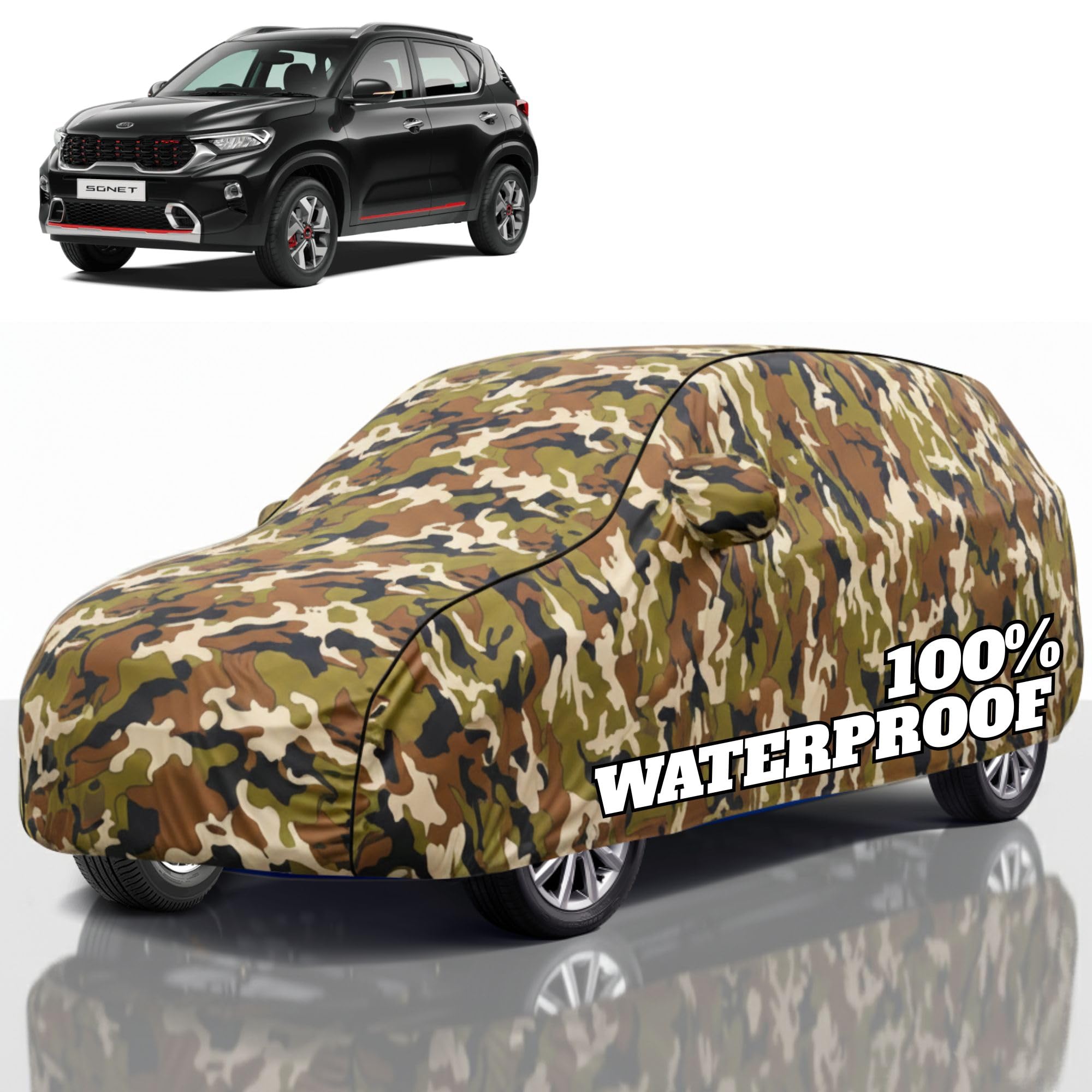 Premium Polyester Car Cover Sonet All-Weather Protection from Rain, Dust &amp; Sun | UV Resistant Fabric | Full Body Secure Fit for Outdoor &amp; Indoor Parking Jungle