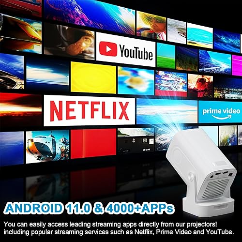 Miniatura 6 de Mini proyector actualizado con WiFi 6 y Bluetooth 5.4, proyector inteligente compatible con Full HD 4K, enfoque automático y Keystone automático,