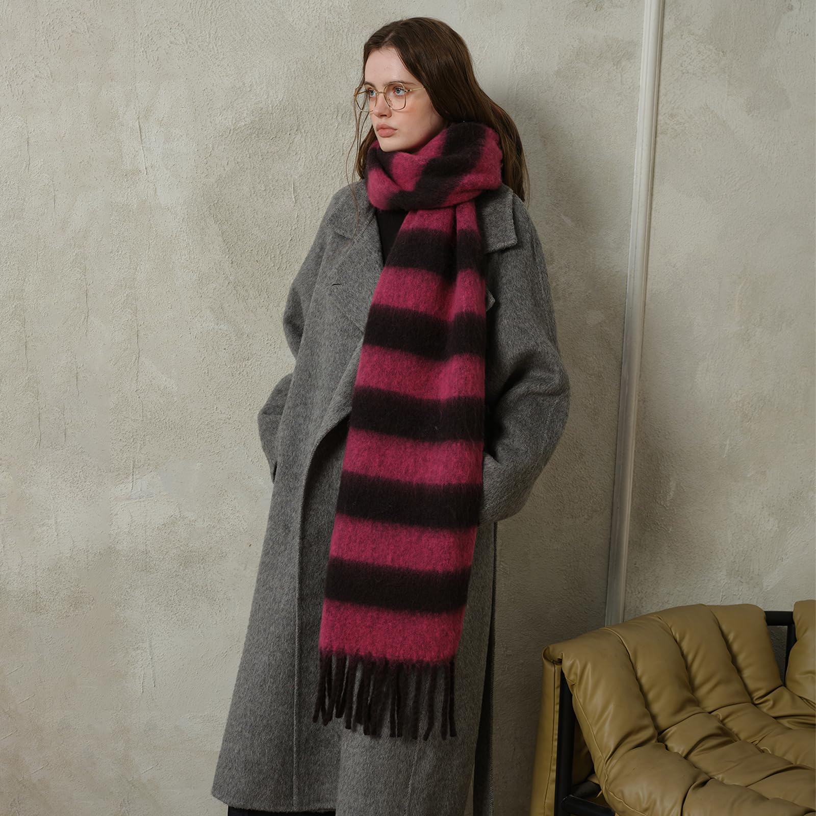 Foulard Donna Sciarpa Scozzese Da In Acrilico Con Nappe Spesse E Calde Autunno Inverno