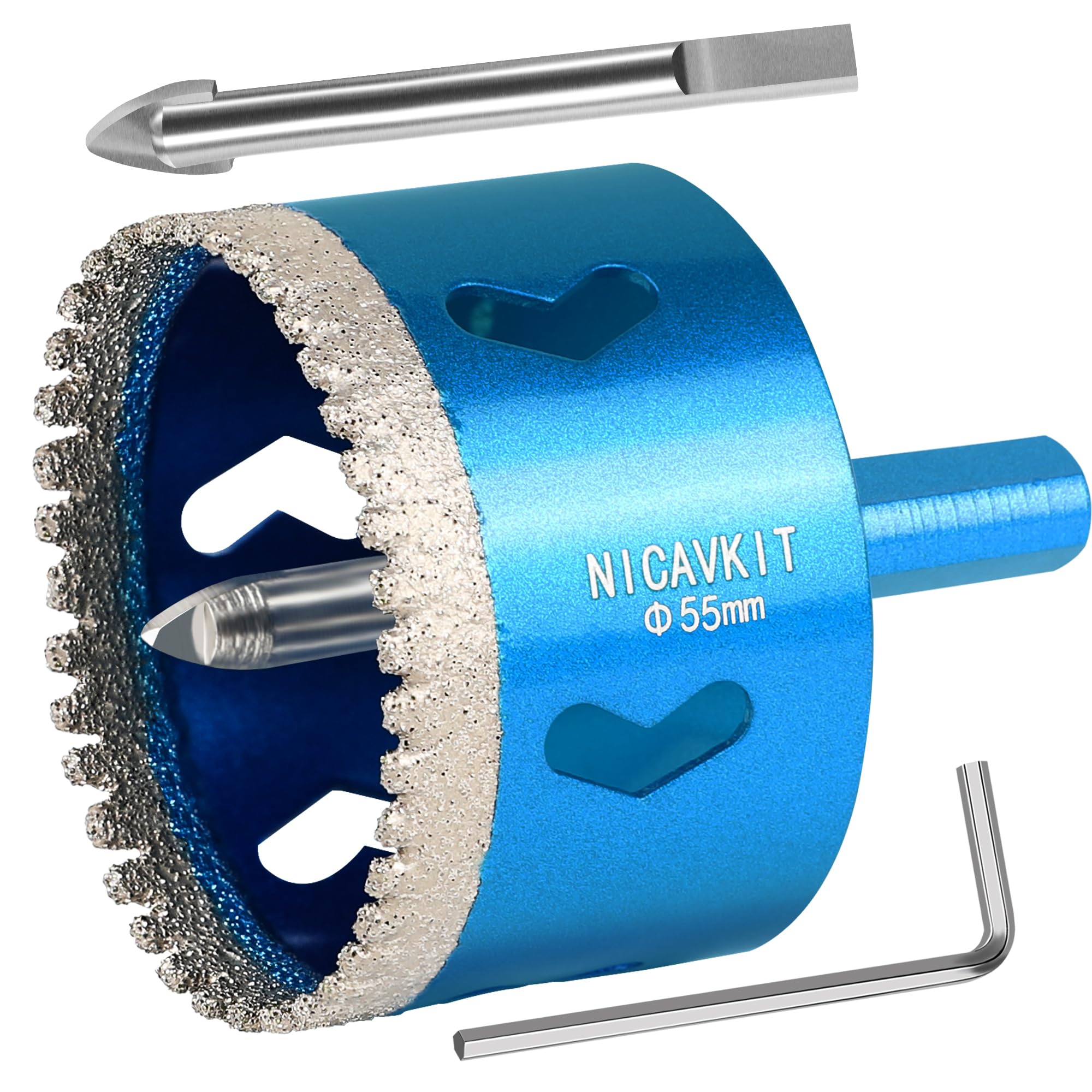NICAVKIT 55mm Diamant Lochsäge mit 2*Zentrierbohrer, Profess