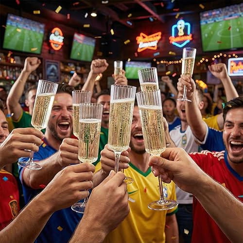 Miniatura 5 de Paquete de 36 copas de champán de plástico transparente, copas de champán desechables acanaladas de 6 onzas, copas de mimosa vintage transparentes