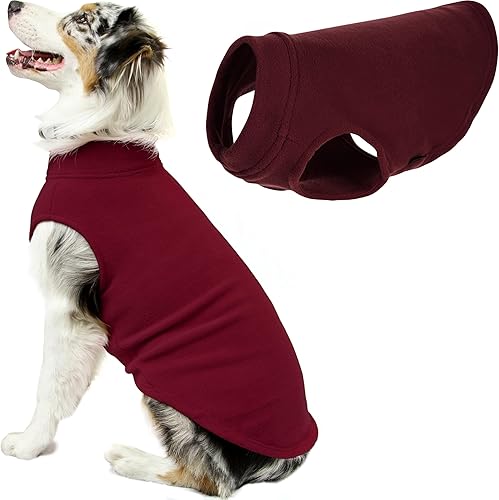 Gooby Chaleco de forro polar elástico para perro - Borgoña, 3XL - Chaqueta cálida de forro polar para perros - Ropa de invierno para perros pequeños