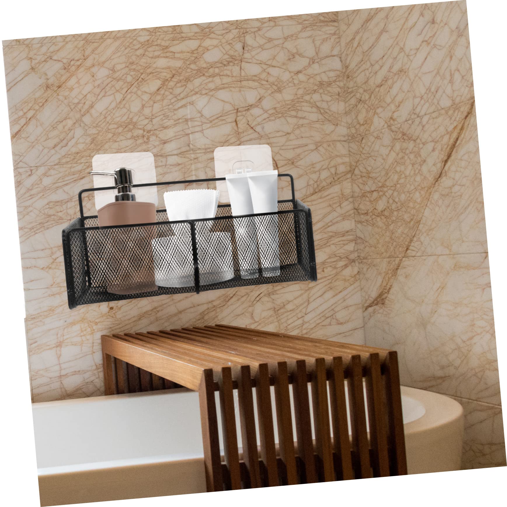 COLLBATH 1Set No Drilling Bathroom Shelf Wall Mounted Rack for Bathroom and Kitchen Punch Storage Organizer Versatile Over Door Bathroom Organizer Easy Installation