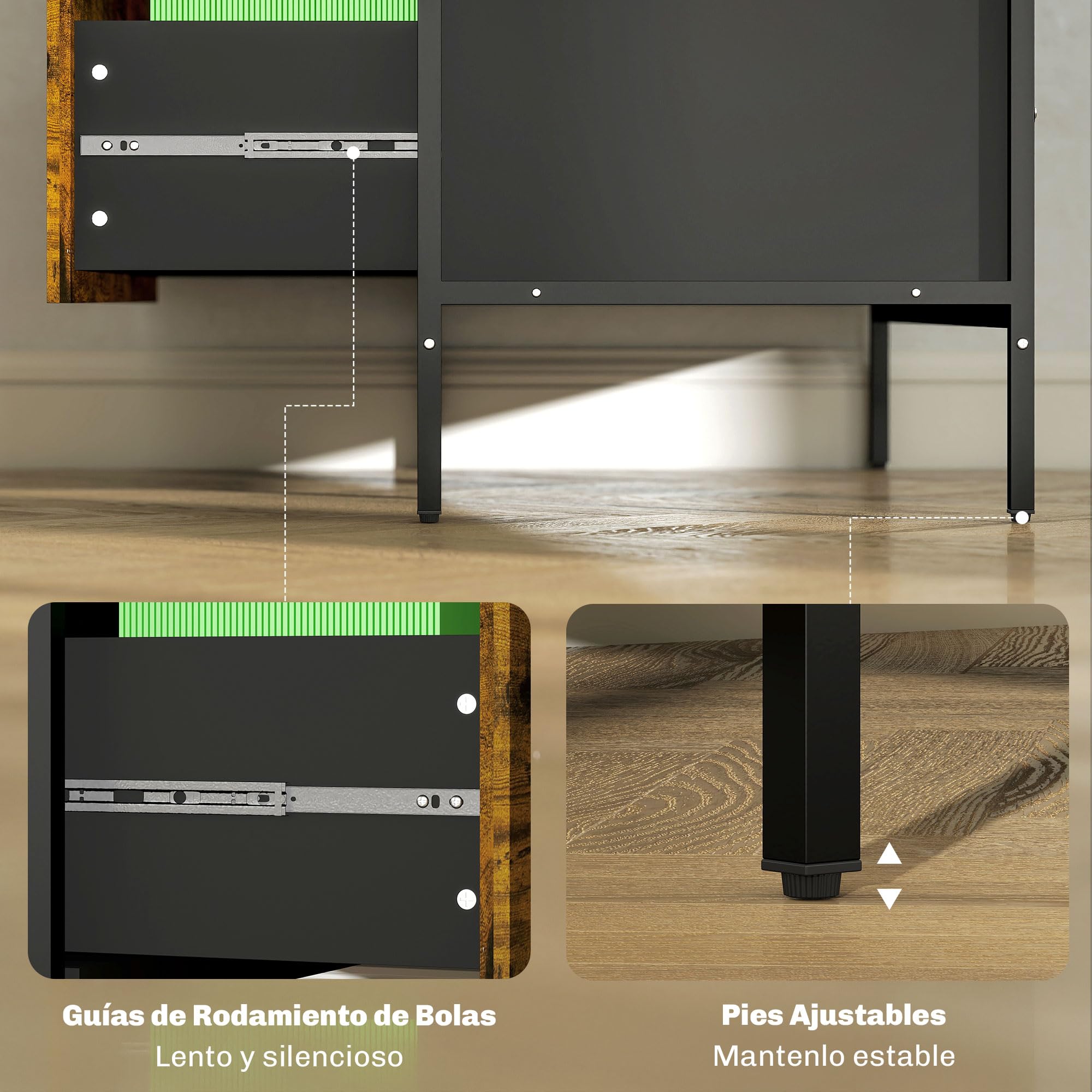 HOMCOM Cassettiera da ufficio industriale con 2 cassetti e serratura cassetto per raccoglitori con cartelle sospese, dimensioni A4, 80 x 39 x 73,5 cm, marrone