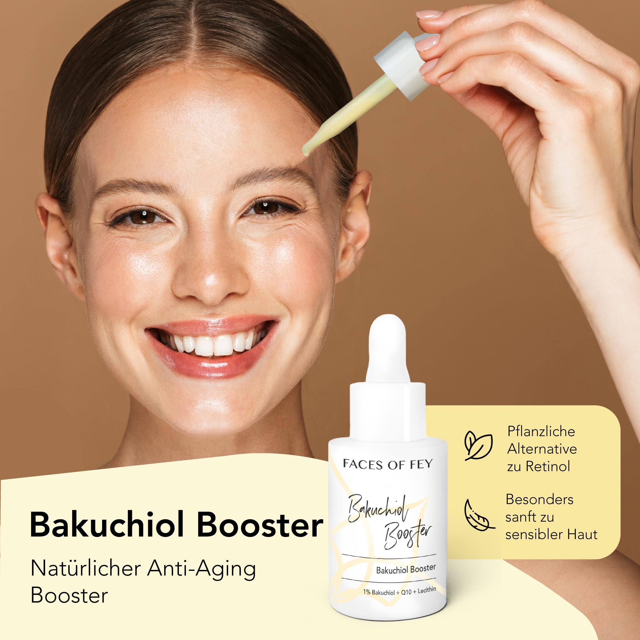 Bakuchiol Booster – siero anti-invecchiamento – 1% Bakuchiol – alternativa al retinolo naturale – Q10 & lecitina – Face of FEY – cosmetico attivo – 30 ml