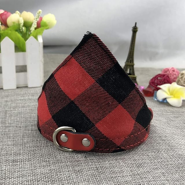 Foto 4 de 7 de Newtensina Pañuelo para perro a cuadros con diseño de perro y pañuelo ajustable para cachorros - rojo - L