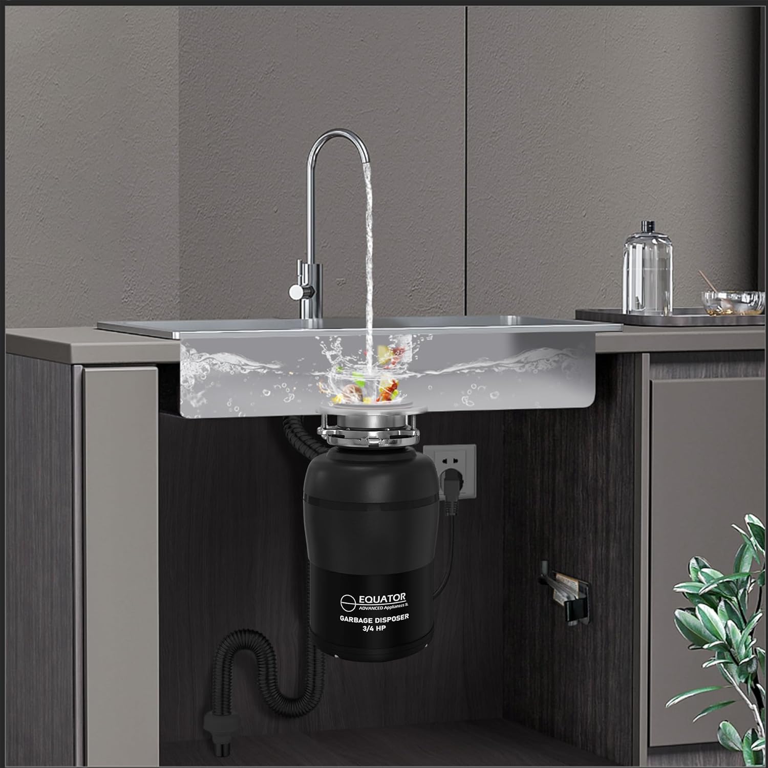 Equator 24 in Dishwasher 15 place QUIET 110V E-Star ADA+3/4 HP Garbage Disposer (Black)