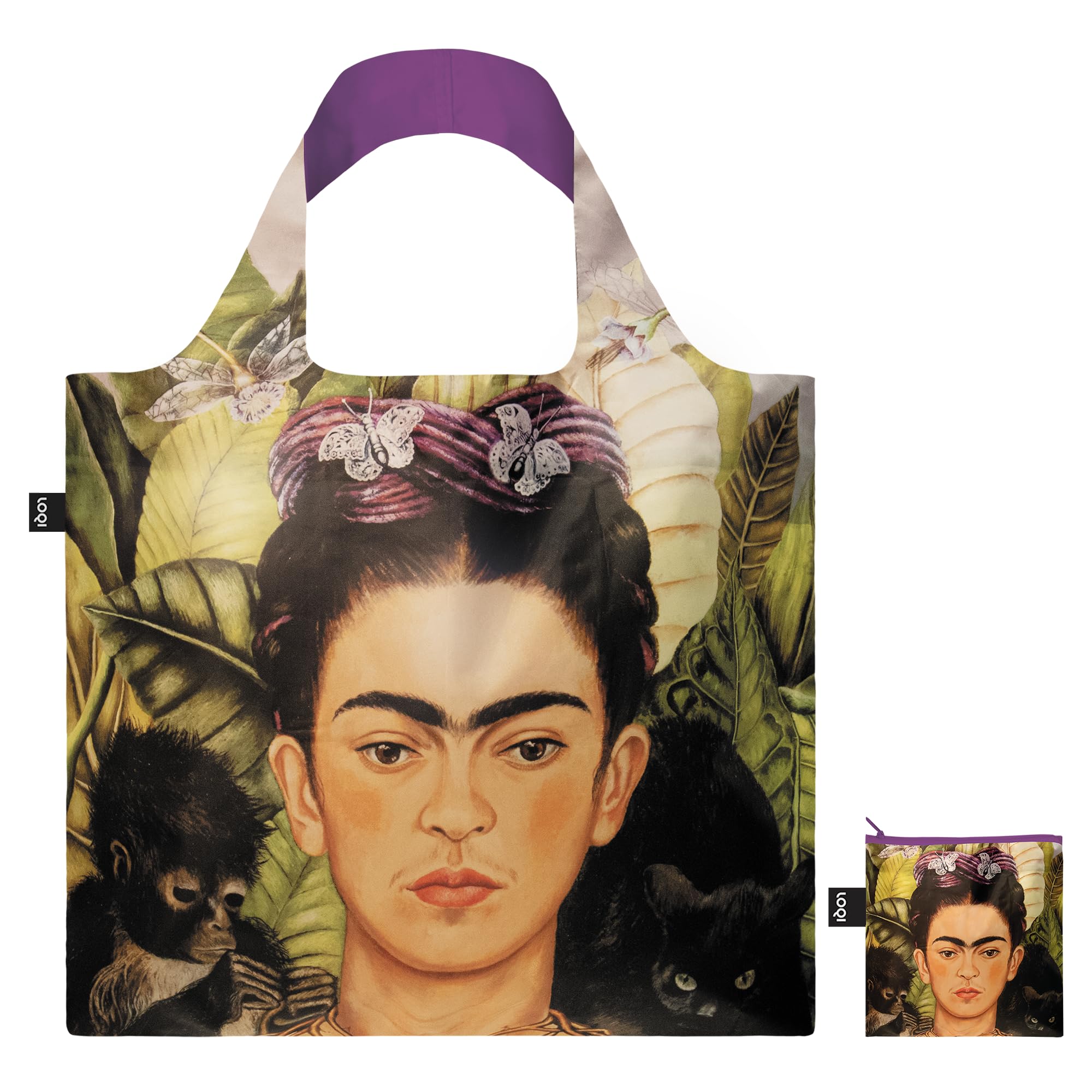 LOQI FRIDA KAHLO Self Portrait with Hummingbird Recycled Bag