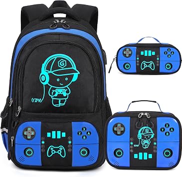 Bevalsa Backpack for School Boys, Cool Luminous Gamer Boys Schoolbag