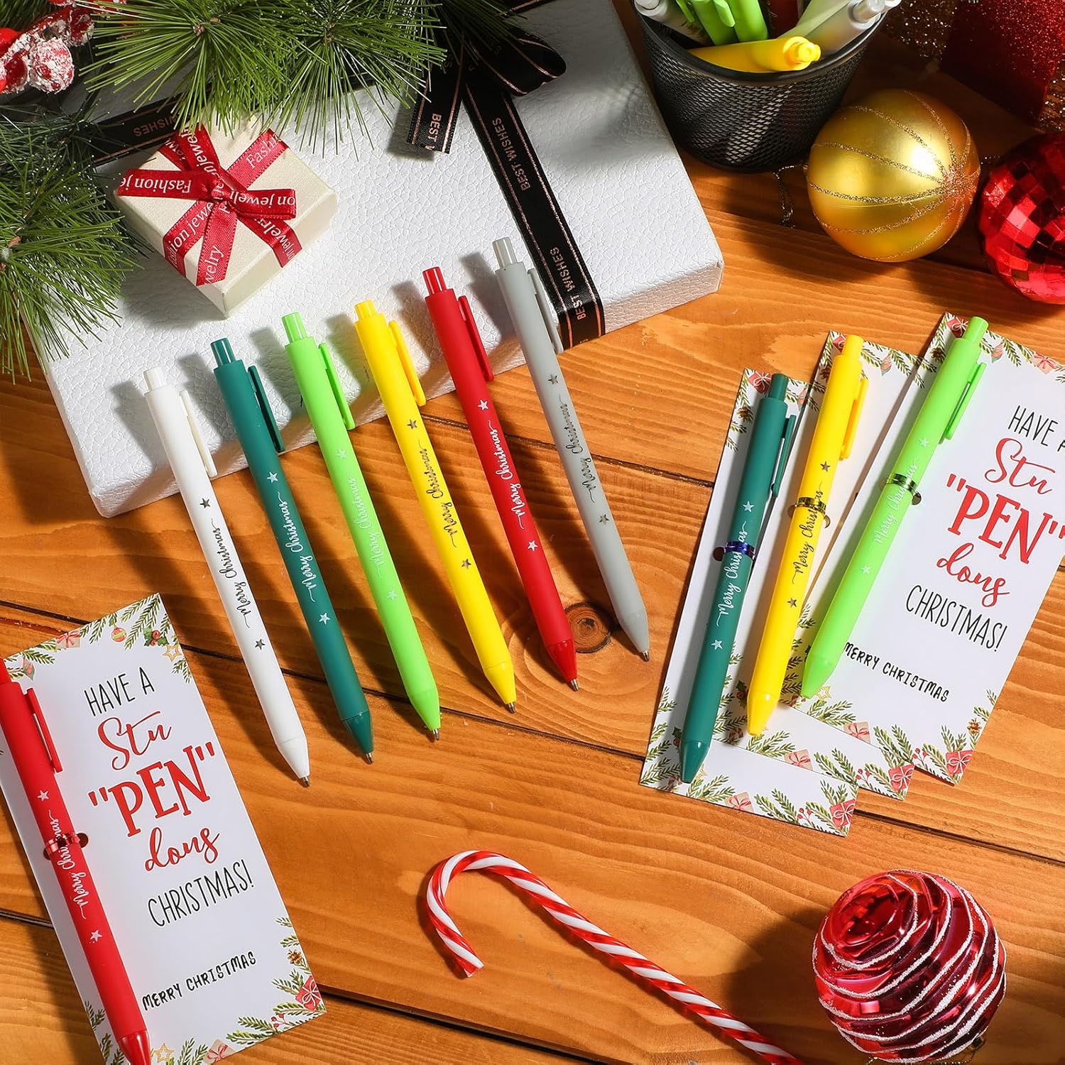 30 Set Christmas Pens Bulk Merry Christmas Ballpoint Pens with Greeting Cards Holiday Party Favors Office Appreciation Gifts for Employee Coworkers Friends Family - Image 3