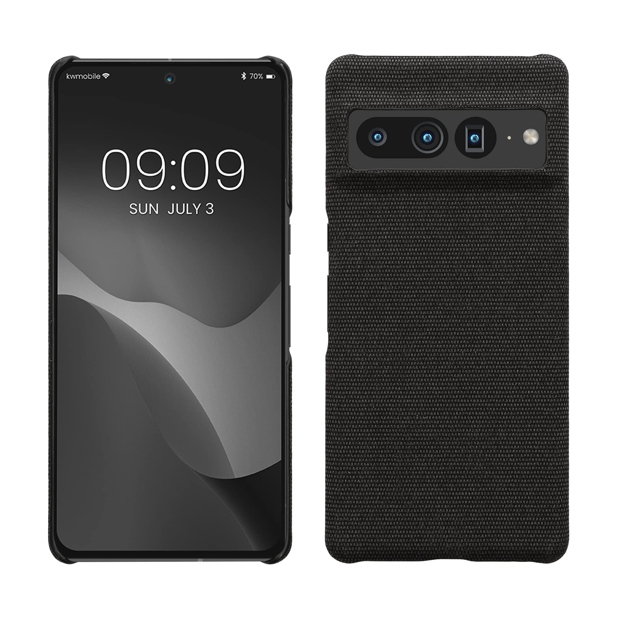 kwmobile Fabric Case Compatible with Google Pixel 7 Pro - Case Hard Protective Phone Cover with Material Texture - Dark Grey