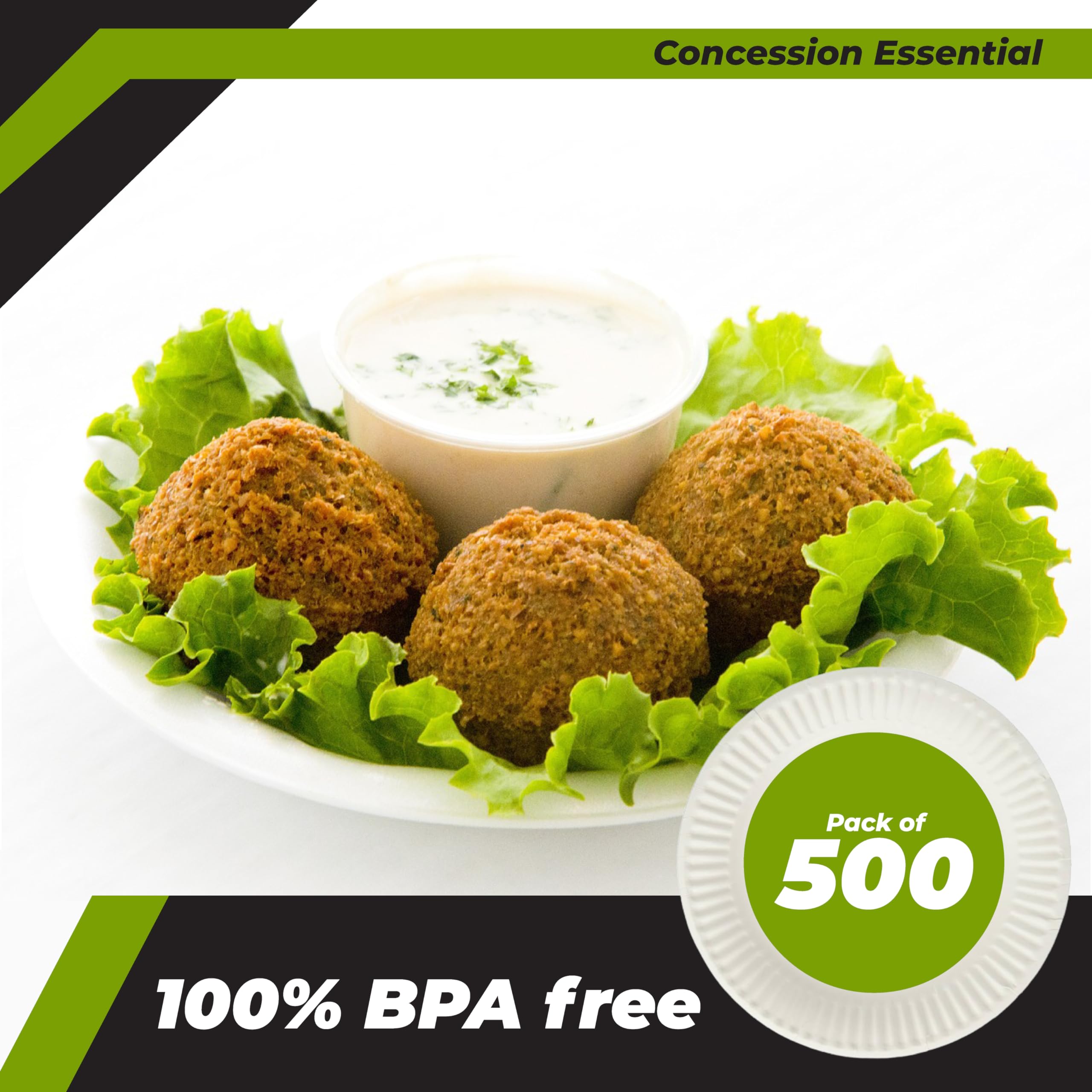 Concession Essentials Plato de papel, 22,86 cm, blanco sin revestimiento, 500 unidades
