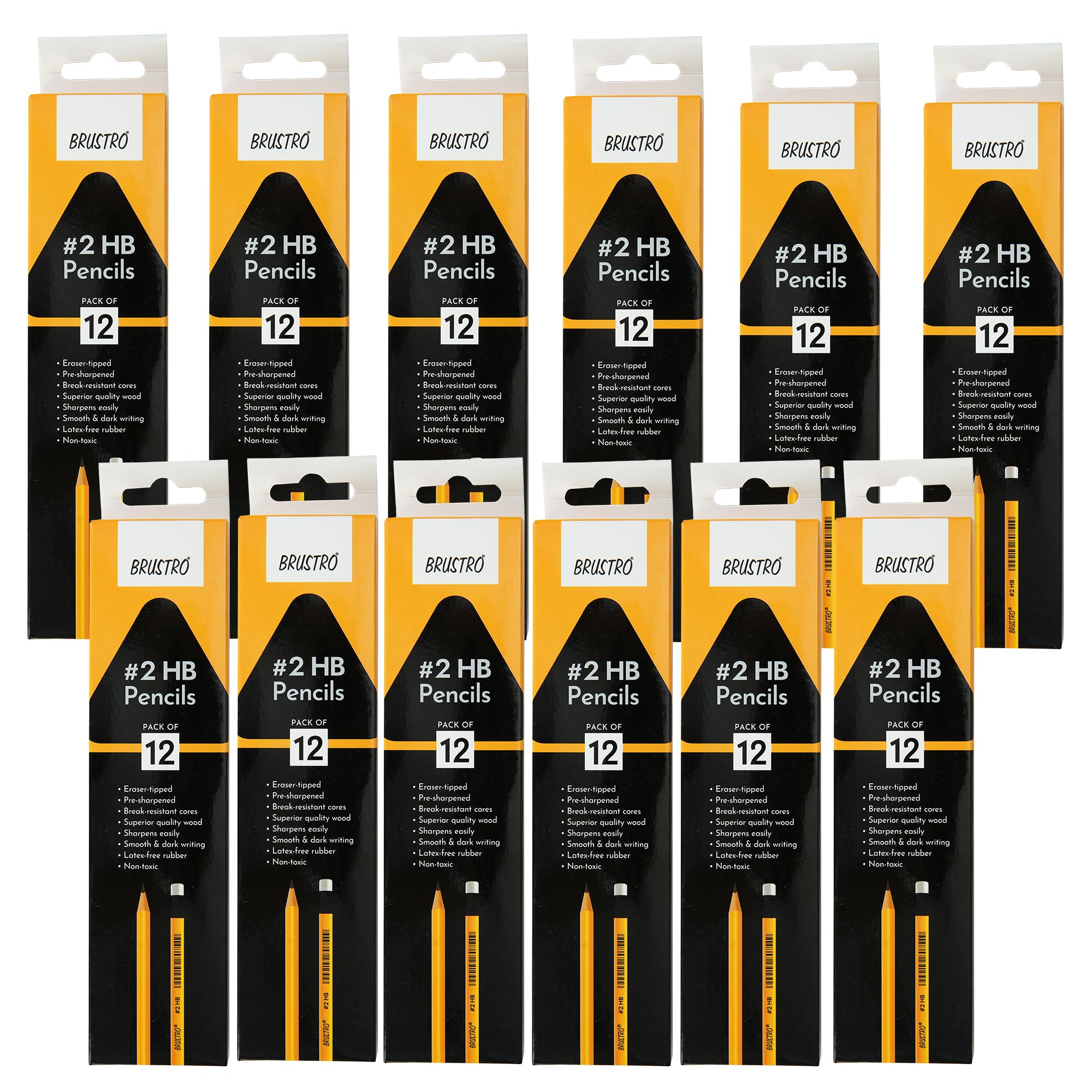 BRUSTRO 2HB Strong Grip, Extra Dark with Eraser Tip, Smooth Handwriting 12 Boxes Each Boxes Comes in 12 Boxes Each Box Contents 12 Pencils (Total 144 Pcs) (B0B7R5PY4P) Amazon Price History, Amazon Price Tracker