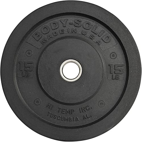 Miniatura 2 de Body-Solid Placa de peso olímpica con revestimiento de goma con agarre antideslizante, perfecta para entrenamiento de fuerza, gimnasio en casa y