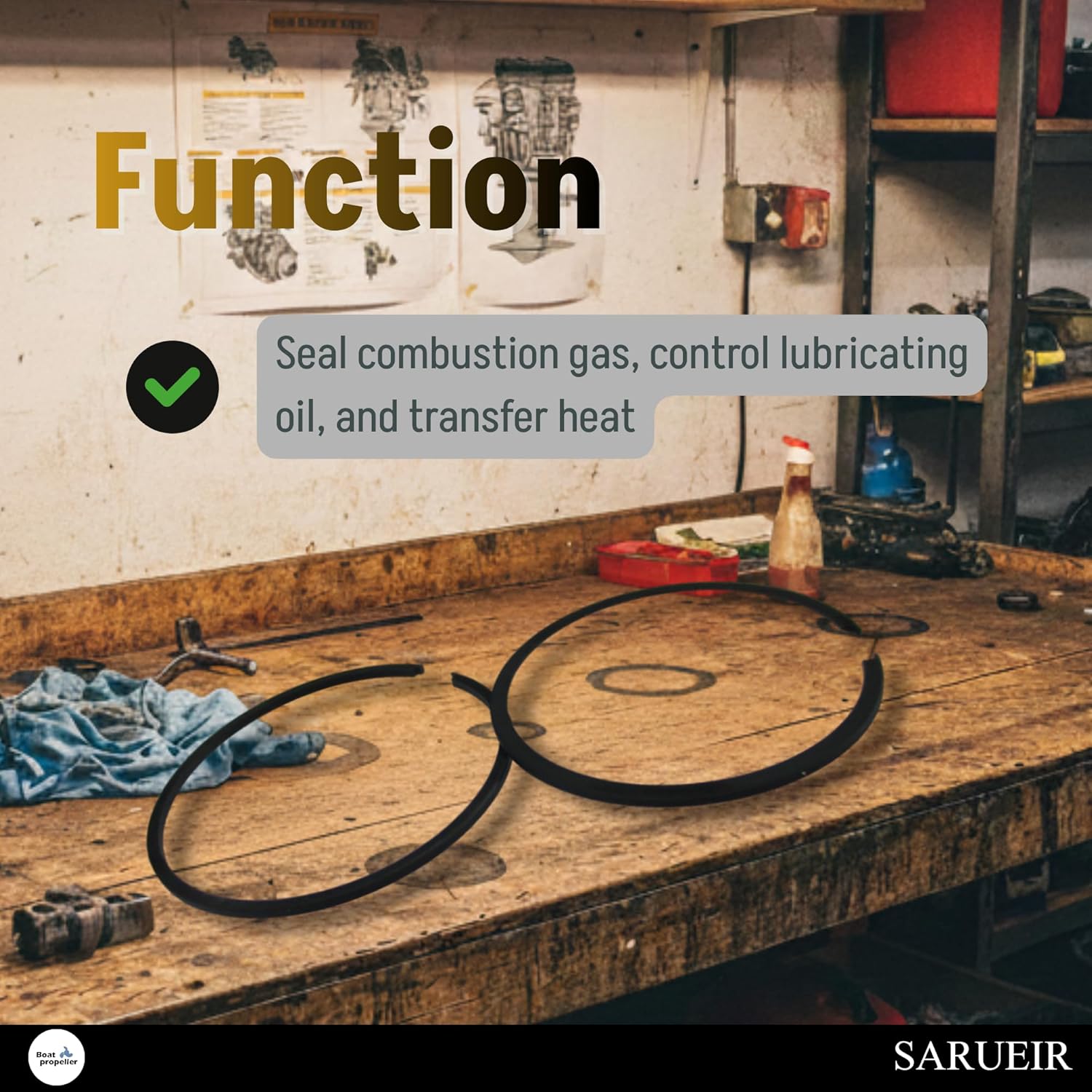 386280 18-3933 2 sets Piston Ring Size 0.030 Replacement for OMC Johnson Evinrude 9.9HP 15HP Outboard 1976-1992