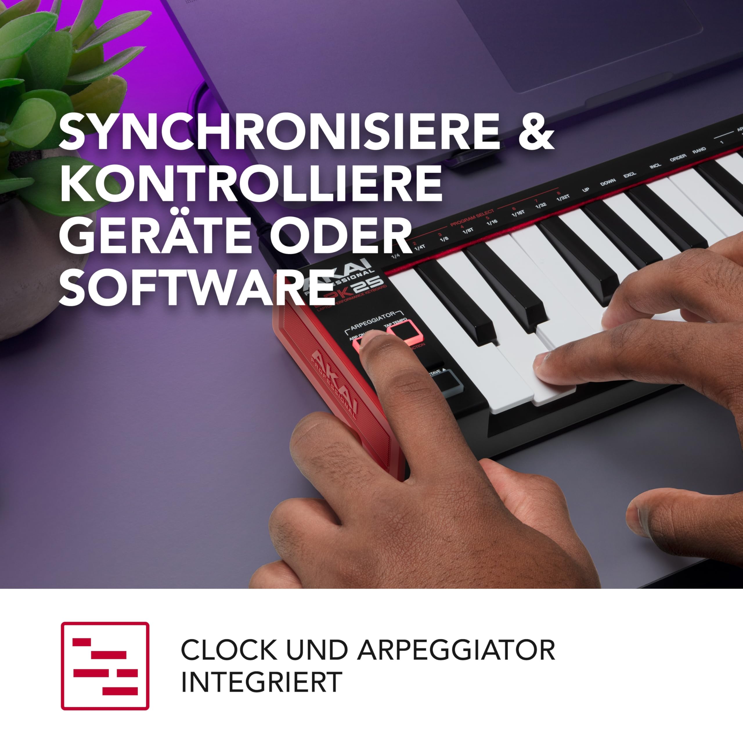 Akai Professional LPK25 - USB MIDI Keyboard Controller mit 25 Responsiven Synth-Tasten für Mac und PC, Arpeggiator und Musikproduktionssoftware