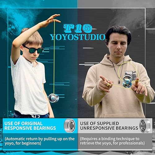 Miniatura 6 de T16 Yoyo profesional sensible para principiantes, yoyo de doble propósito para niños y adultos, trucos de metal Yoyo con kit de rodamientos de yoyo