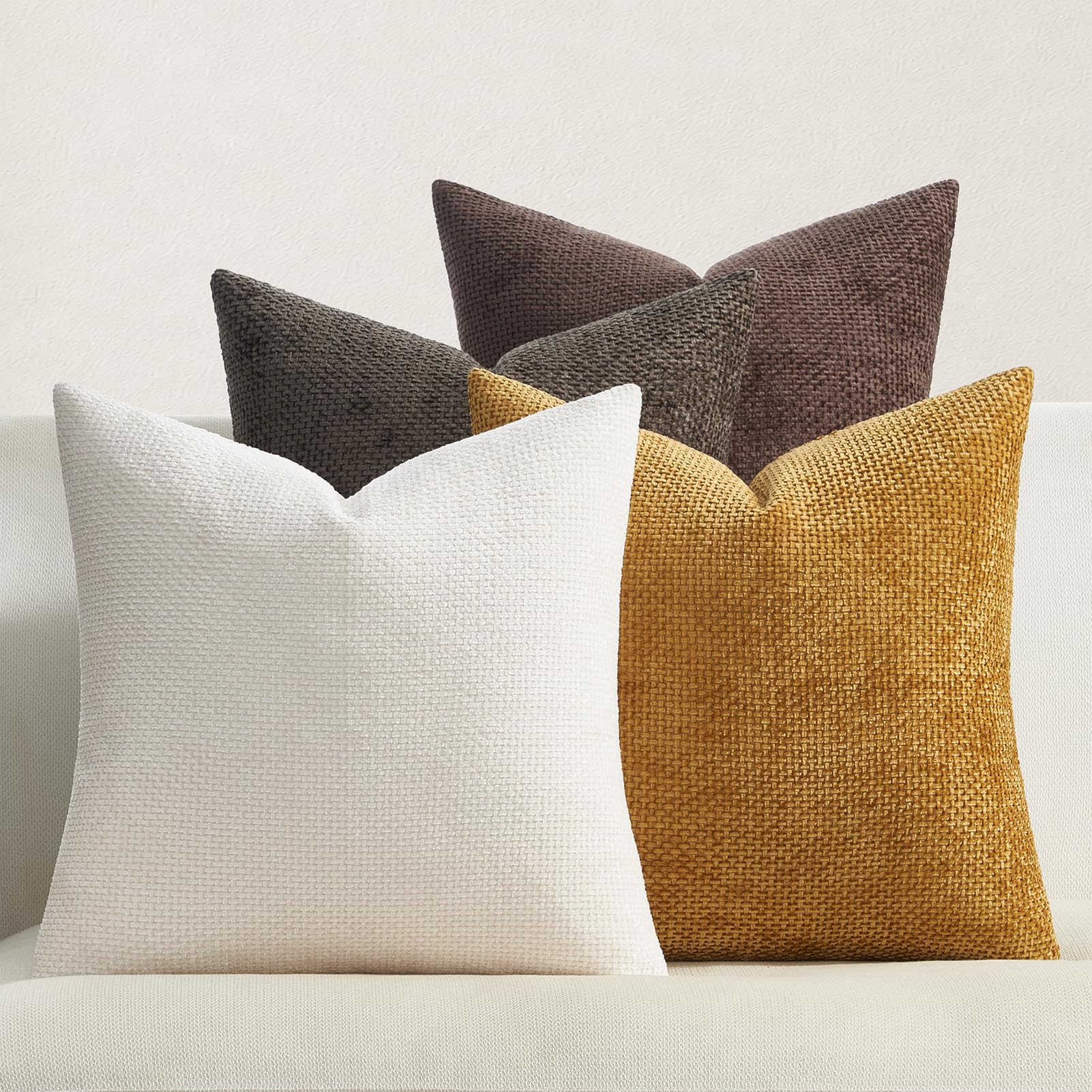 Topfinel Kissenbezug 4er Set Chenille Kissenbezüge für Wohnzimm Schlafzimmer Sofa