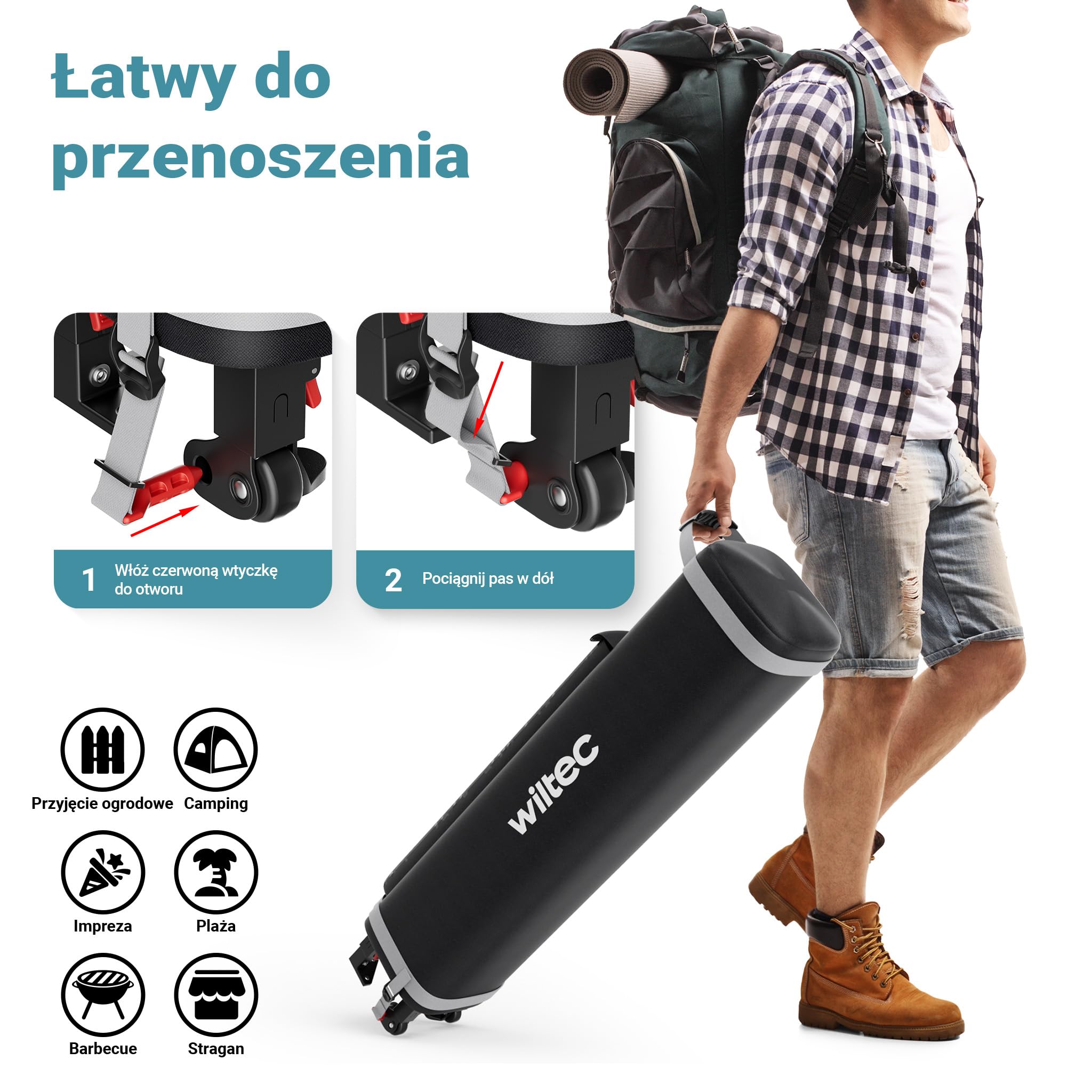 Wiltec Pop-up Pawilon imprezowy składany namiot ogrodowy handlowy ze ścianą biały 3x3m z kołami