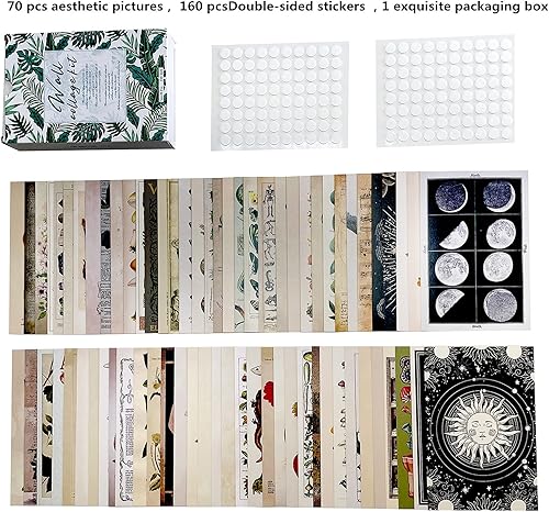 Miniatura 5 de ASMANNA Kit de collage de pared vintage de 120 piezas, imágenes estéticas con bonitas calcomanías, pósteres para habitación, estética, arte botánico