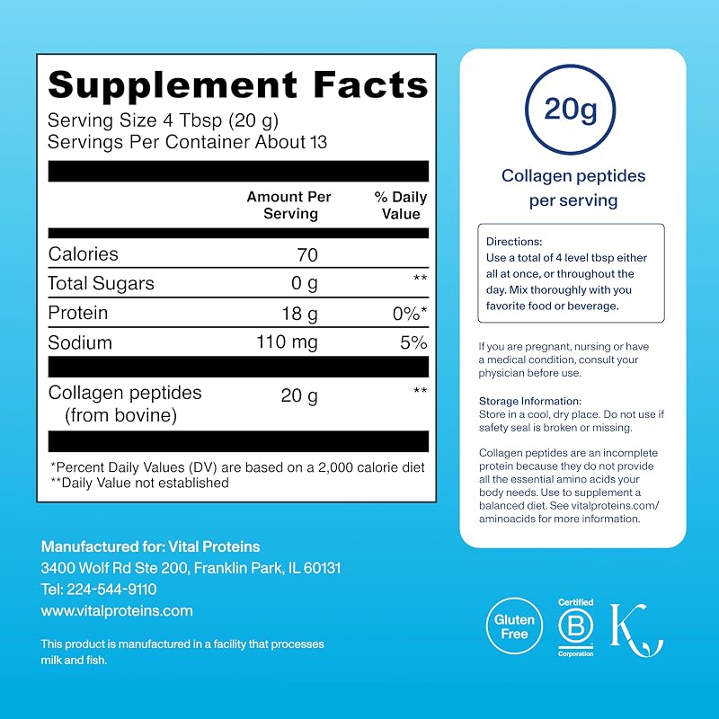 Vital Proteins Collagen Peptides Powder, Unflavored, 9.33oz image 3