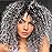 YEAME Curly Wigs for White Women - Kinky Curly Afro Wig with Bangs Ombre Gray Color Synthetic Mixed Wigs with 1 Wig Comb and 4pcs Wig Caps