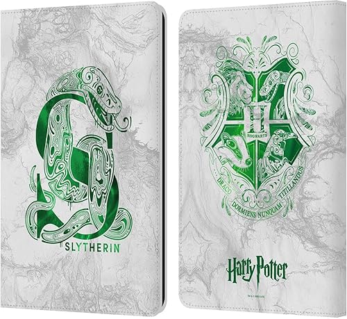 Head Case Designs Funda de piel con licencia oficial de Harry Potter Slytherin Aguamenti Deathly Hallows IX compatible con Kindle Paperwhite 123