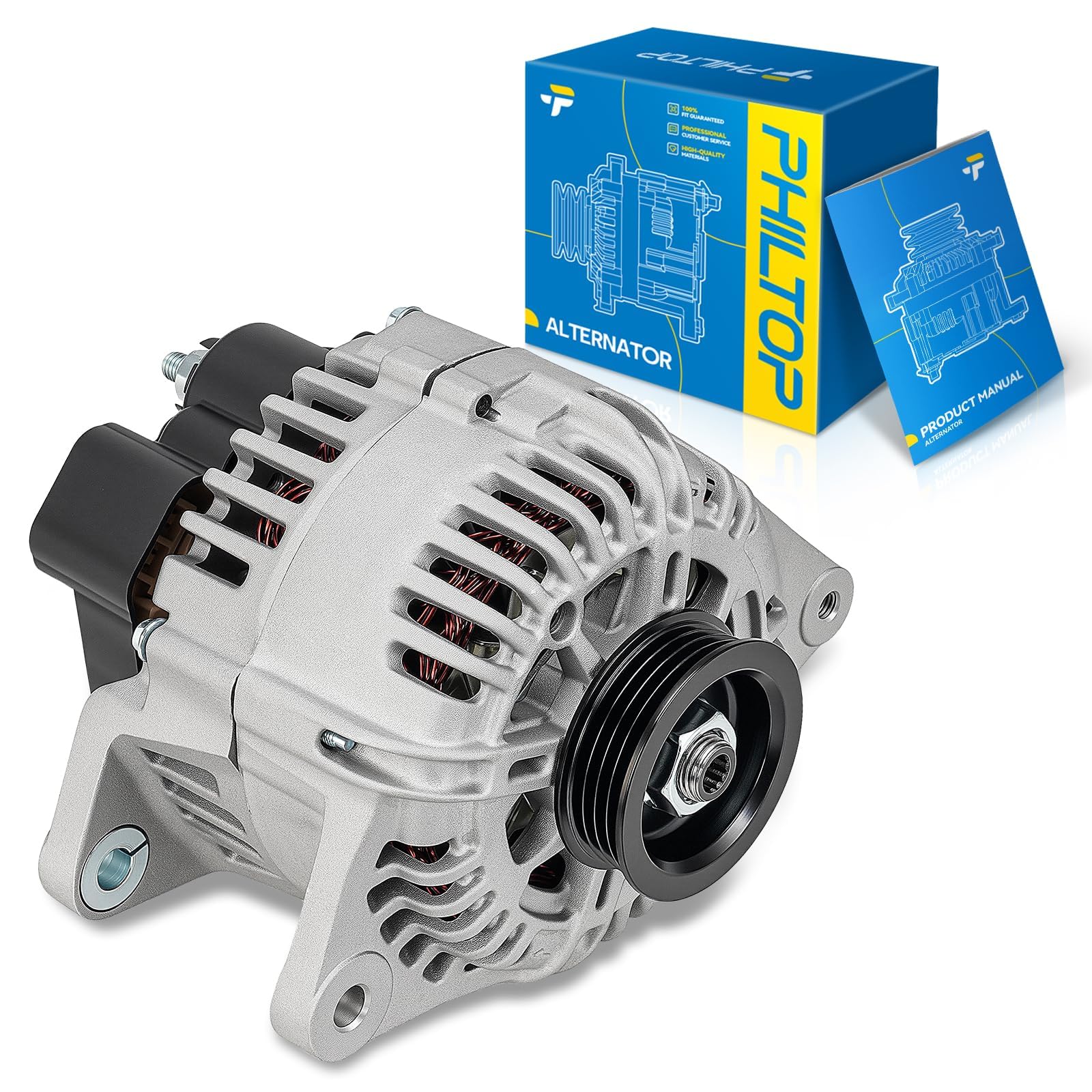 PHILTOP New Alternator Fit for Hyundai Sonata 2003-2005 for Kia Optima 2003-2005 for Hyundai Santa Fe 2003-2004 110Amp OE:3730038400,12592,2116007,3730038400RU,425009,A0002655009