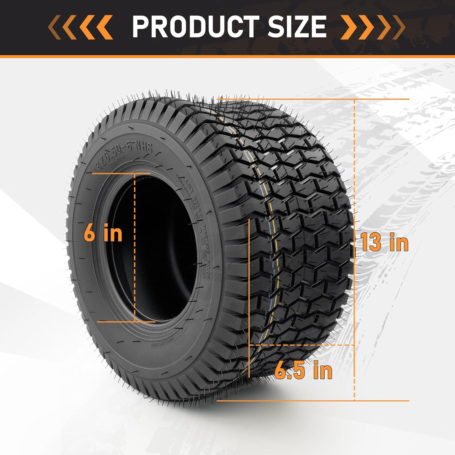 2 Pack 13x6.50-6 Lawn Mower Tires Tubeless 4PR Turf Saver Tires for Garden Tractor Riding Mower Dump Cart