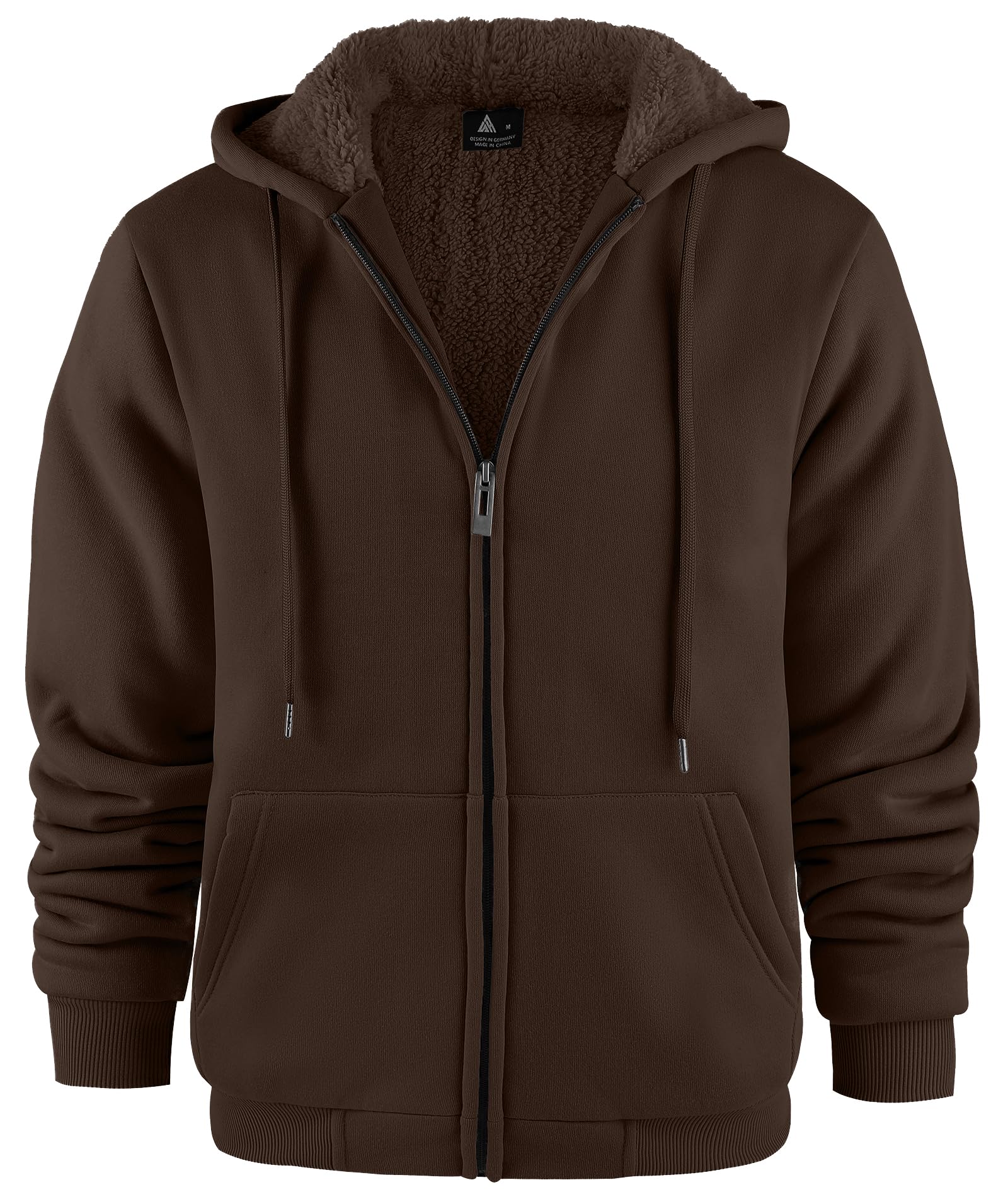 JACKETOWN Herren Kapuzenpullover Sweatshirt Reißverschluss Sweatjacke Gefüttert Hoodie Warm Fleece Winterjacke Teddyfutter Fleecejacke mit Kapuze