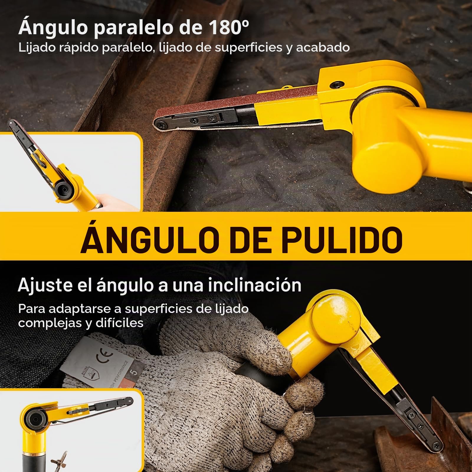 SI FANG Lijadora neumática de 10 x 330 mm con 14 correas (grano 60, 80 y 120), lijadora de limas pequeñas, herramientas de pulido para madera, hierro, aluminio, metal