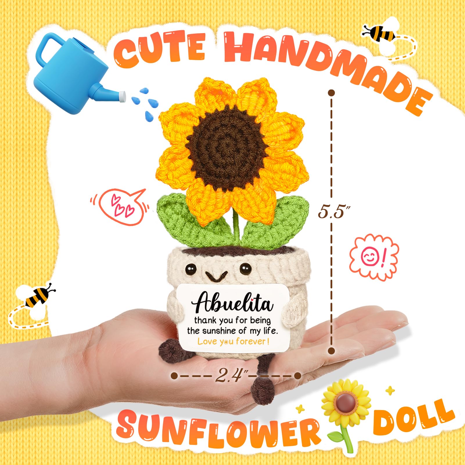 AceThrills Abuelita Gifts, Regalos para Abuela | Regalos de Cumpleaños de Nietos para Día de la Madre, Navidad y Cumpleaños - Hecho a Mano con Crochet Divertido y Bonito Girasol
