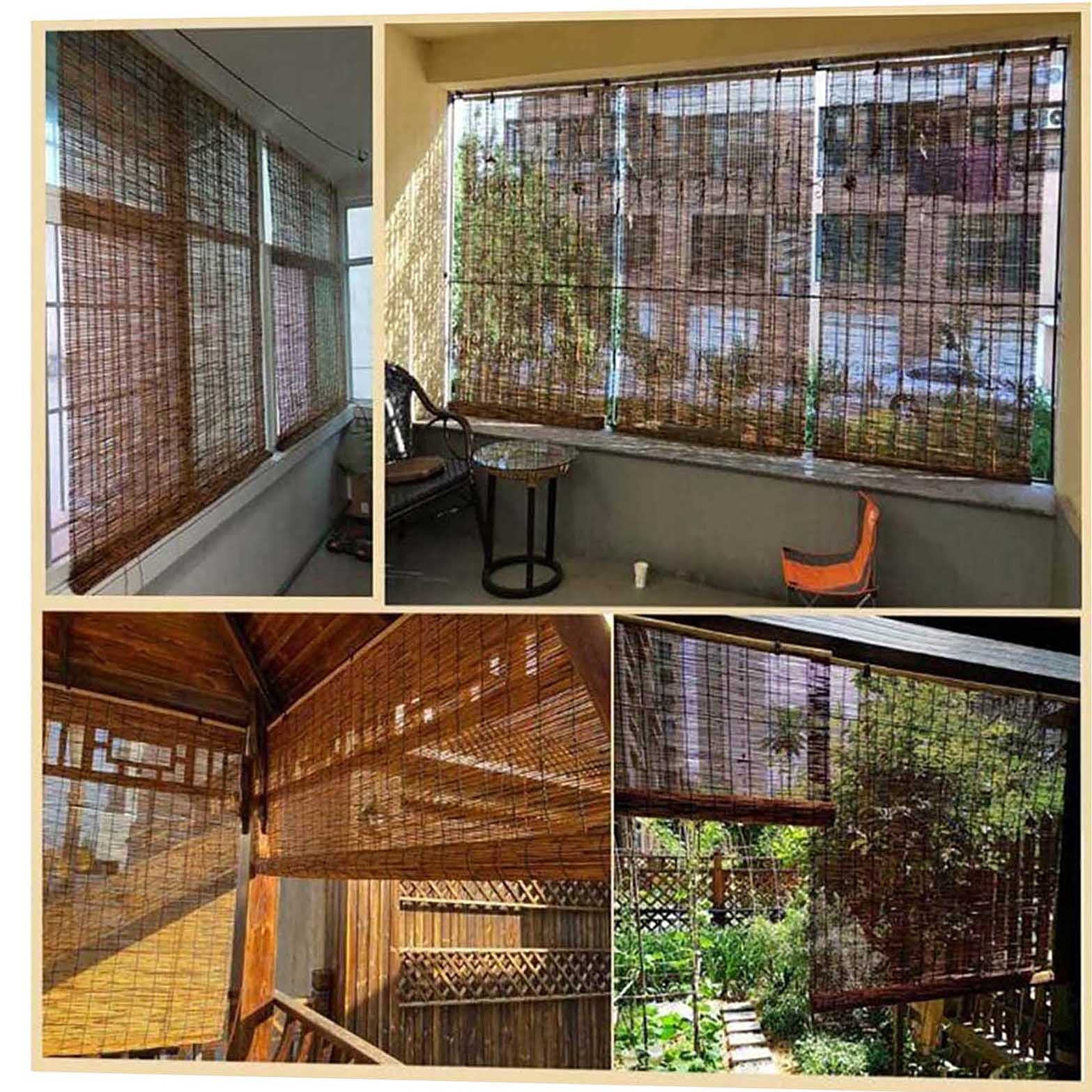 Rotolo di recinzione in bambù – Tappetino per esterni in canna di bambù per terrazza e tende, design con bordo rilegato per una facile installazione