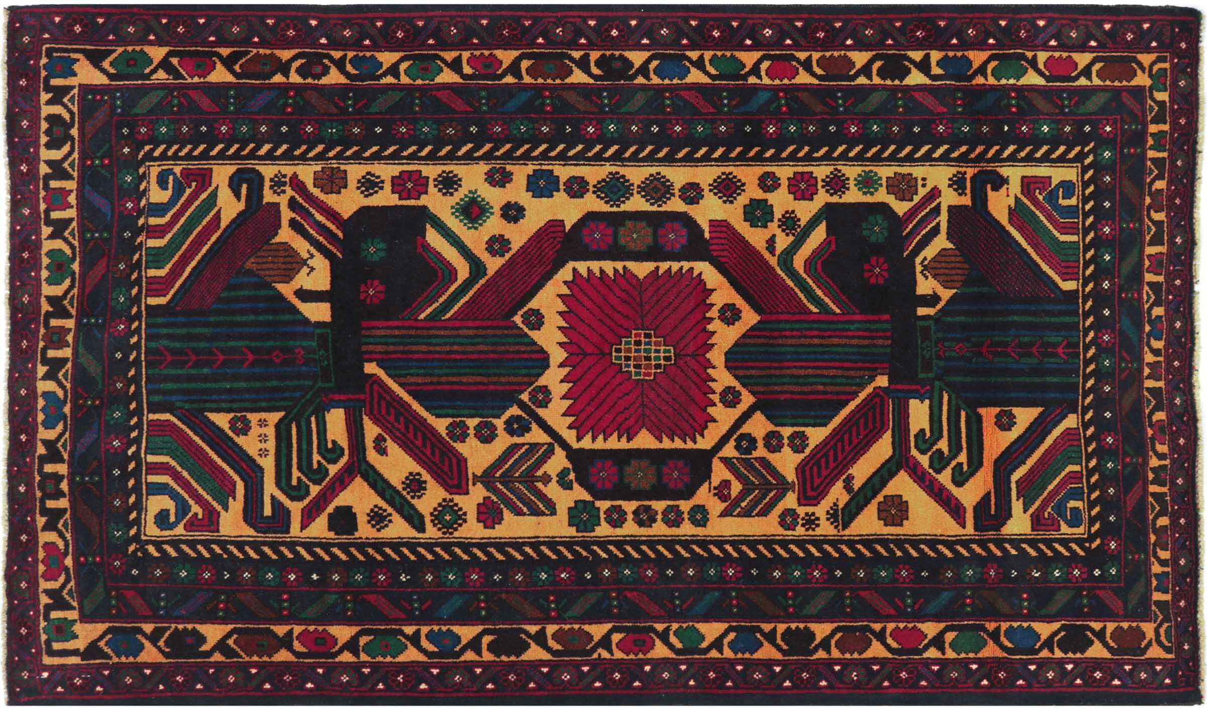 Tapis de prière afghan antidérapant beige 90x150 grand format 128