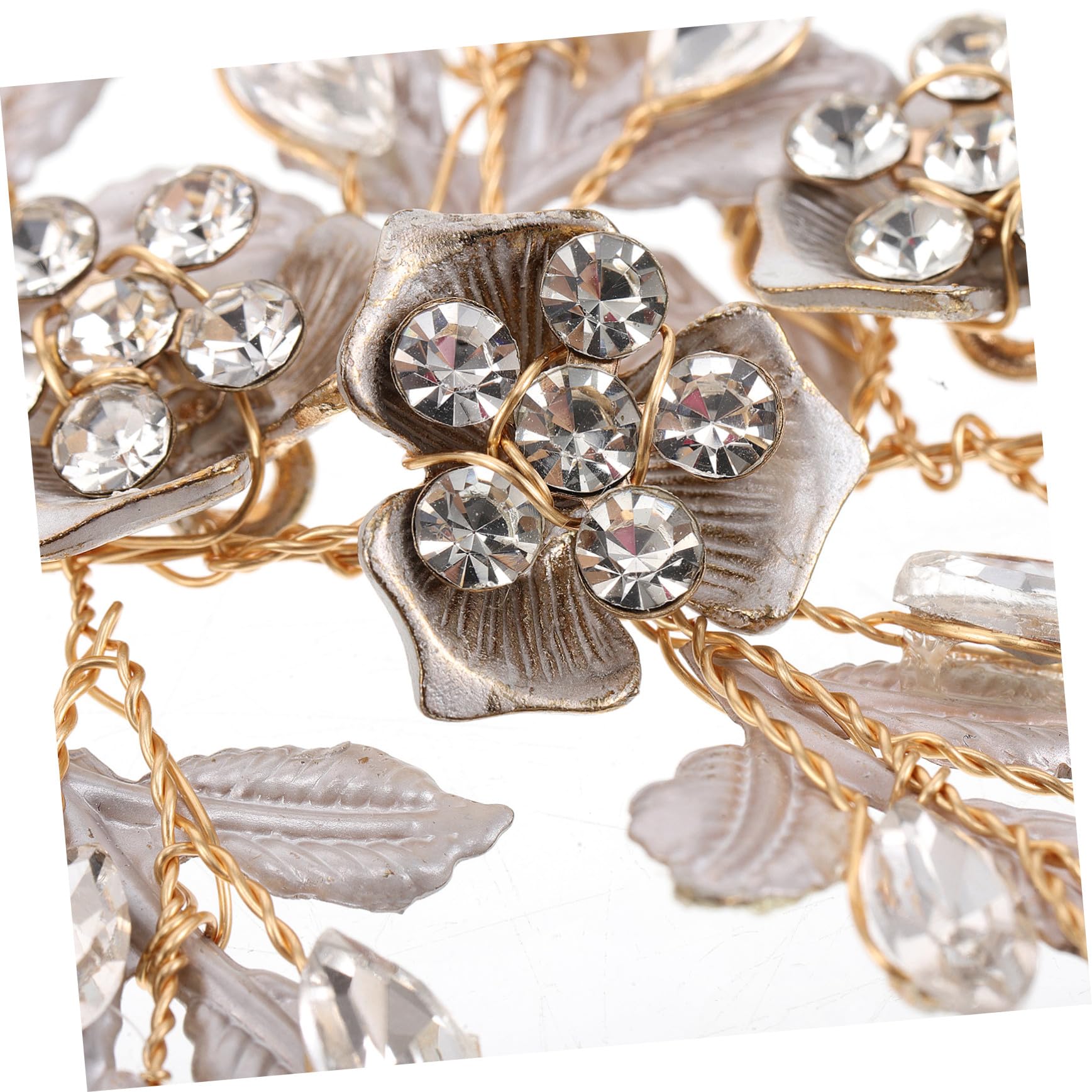 Healvian Fascia per Capelli da Sposa Fiori e Foglie Dorate Cerchietto da Sposa con Cristalli Accessori per Capelli per Damigelle Copricapo Floreale per Feste e Cerimonie