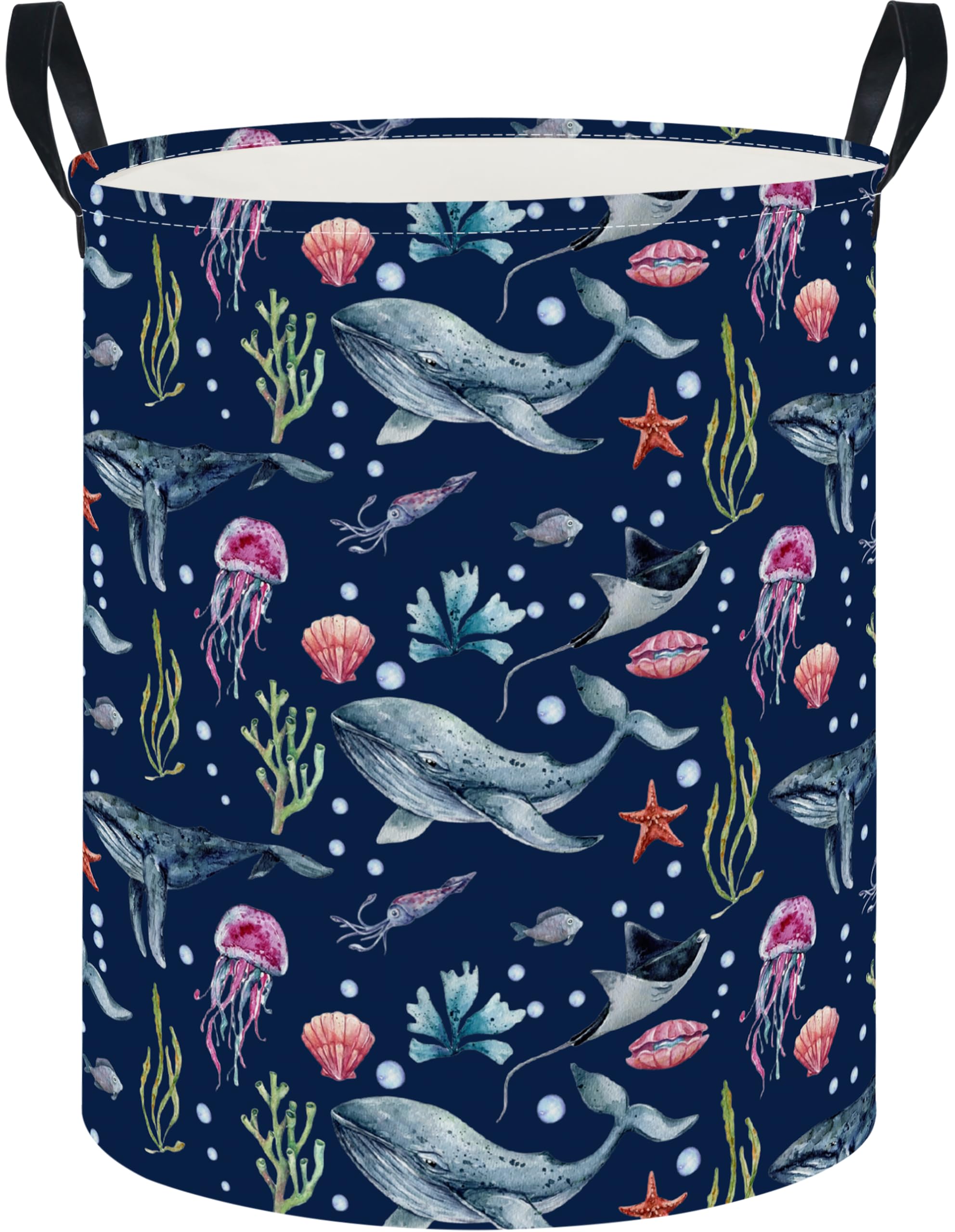 NTAOHAMPER Laundry Hamper, Laundry Basket, Nursery Hamper, Waterproof Storage Bin, Clothes Organizer Basket, Room Decor(Watercolor Ocean)