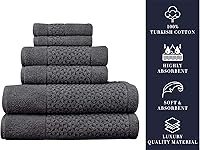 Vista 6 de Classic Turkish Towels CTT - Juego de toallas de lujo de 6 piezas, 100% algodón turco, de secado rápido, altamente absorbente y cómodo, incluye 2