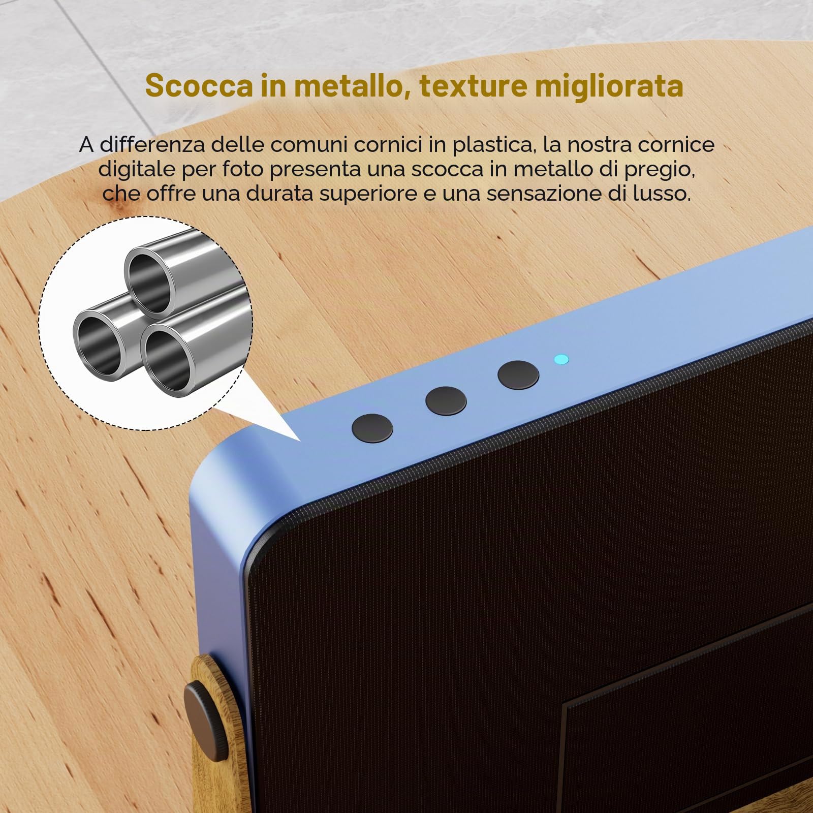 KODAK Cornice Digitale 10 Pollici, WiFi Cornice Elettronica con Batteria, Memoria 32GB, Display Foto/Video in Modalità Multimediale, Meteo/Geolocalizzato/Calendario con Aggiornamento Automatico, Blu