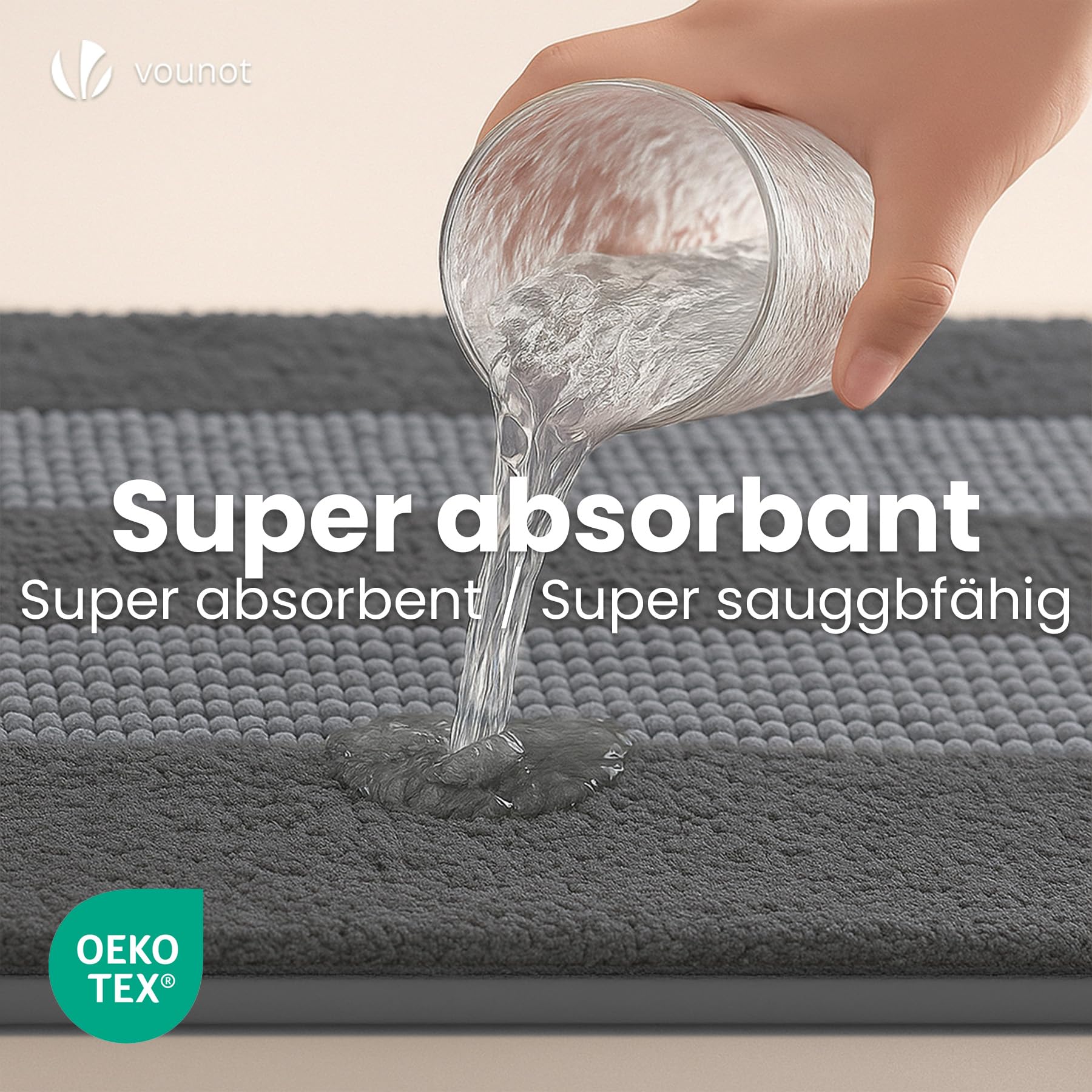 Tapis De Bain Antidérapant Ultra Doux Microfibre 60x110cm Beige - Absorbant Et Lavable En Machine
