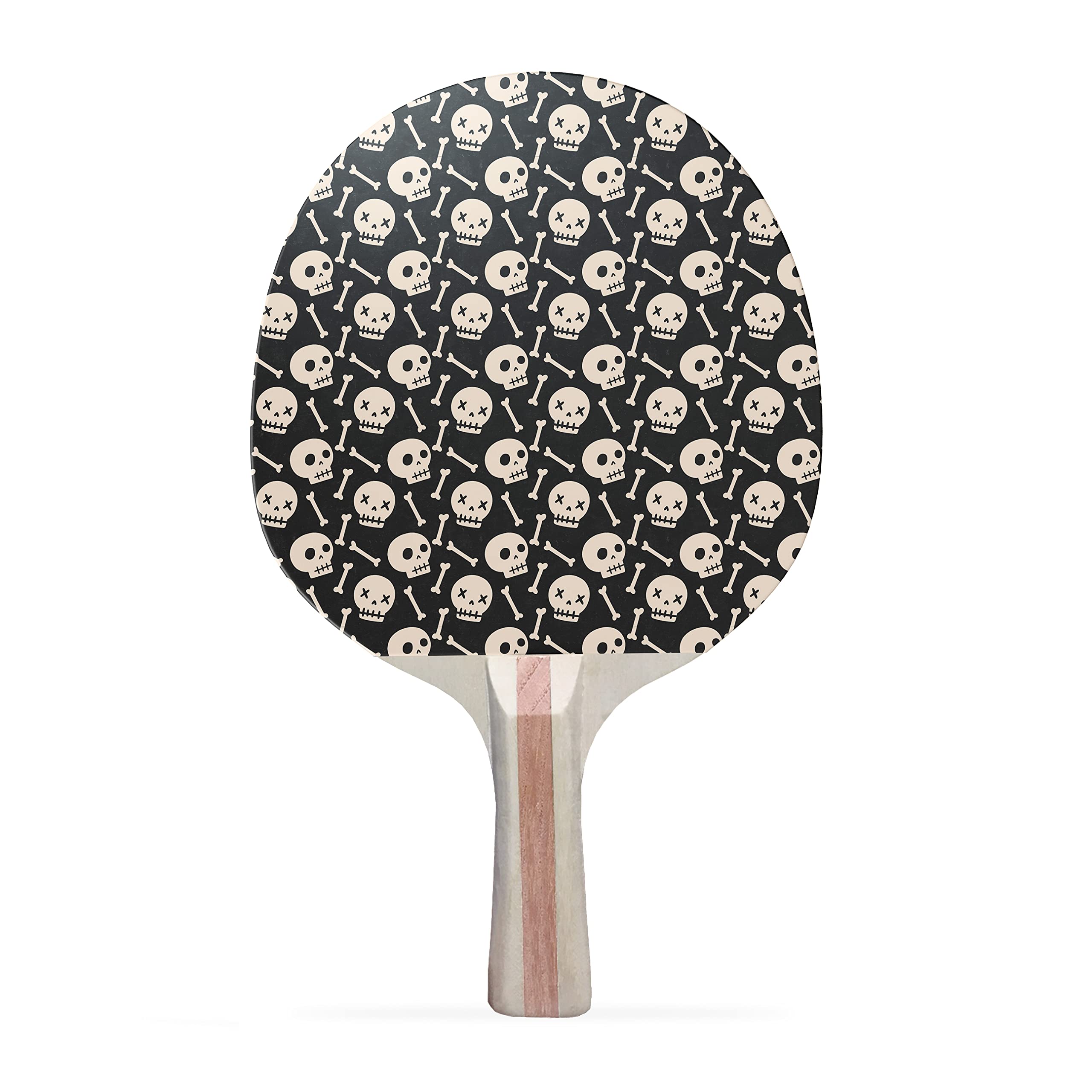 TigerTail Sports Skull Pattern Colorful Design Ping Pong Paddle, Premium 5 Ply Table Tennis Racket (Black on Back)