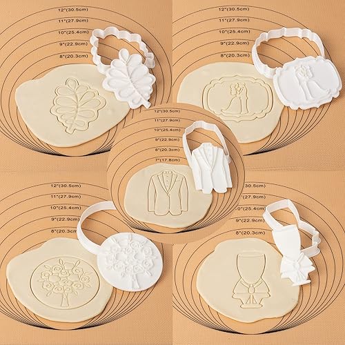 Miniatura 3 de Flycalf Juego de 11 cortadores de galletas de amor con sello 3D de ácido poliláctico (PLA) para cocina, pastel, vestido de boda, formas de anillo de