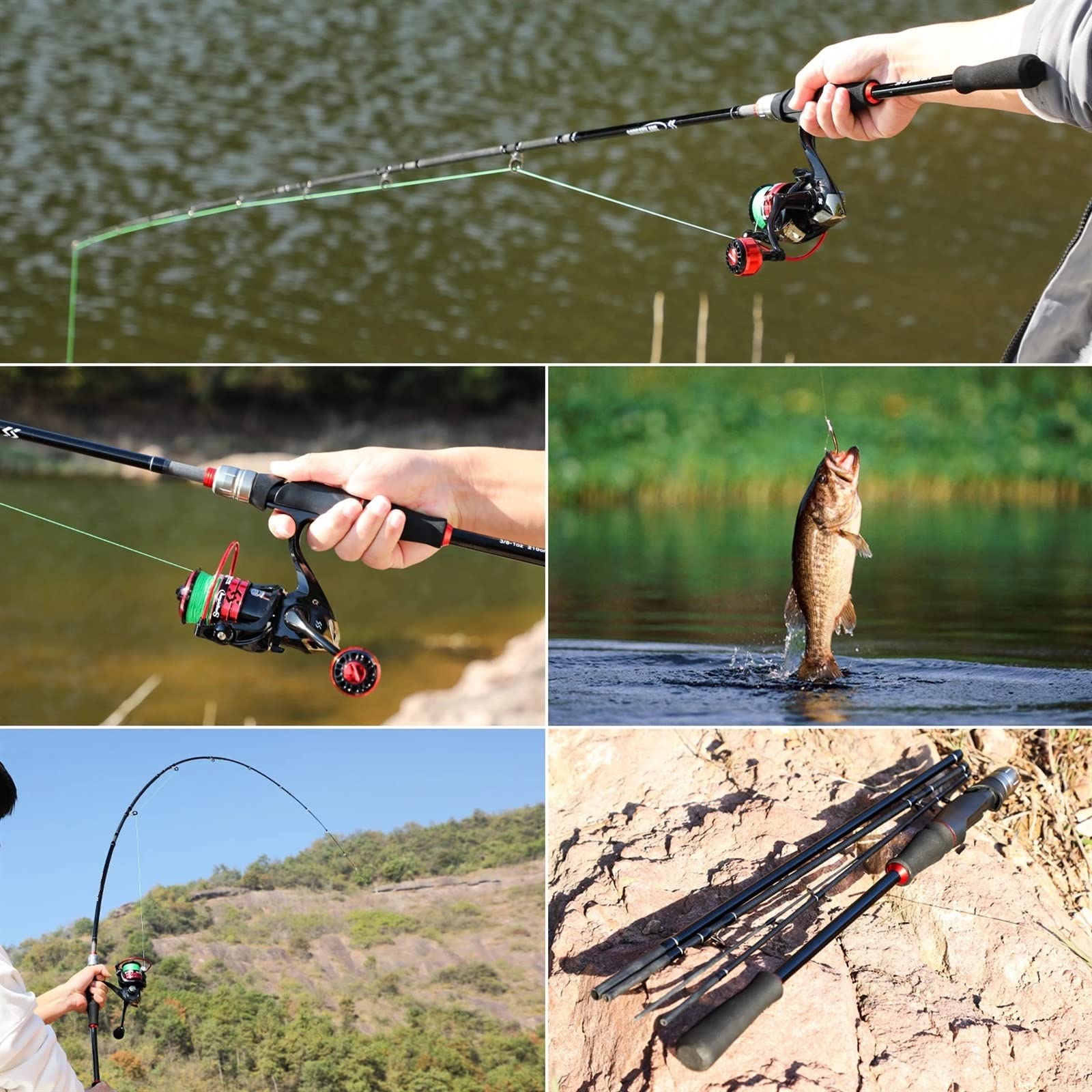 Przenośne wędki z włókna węglowego spinning casting wędka do odlewania przynęt do łowienia pstrągów okoniowych 1,8 m 2,1 m teleskopowa wędka